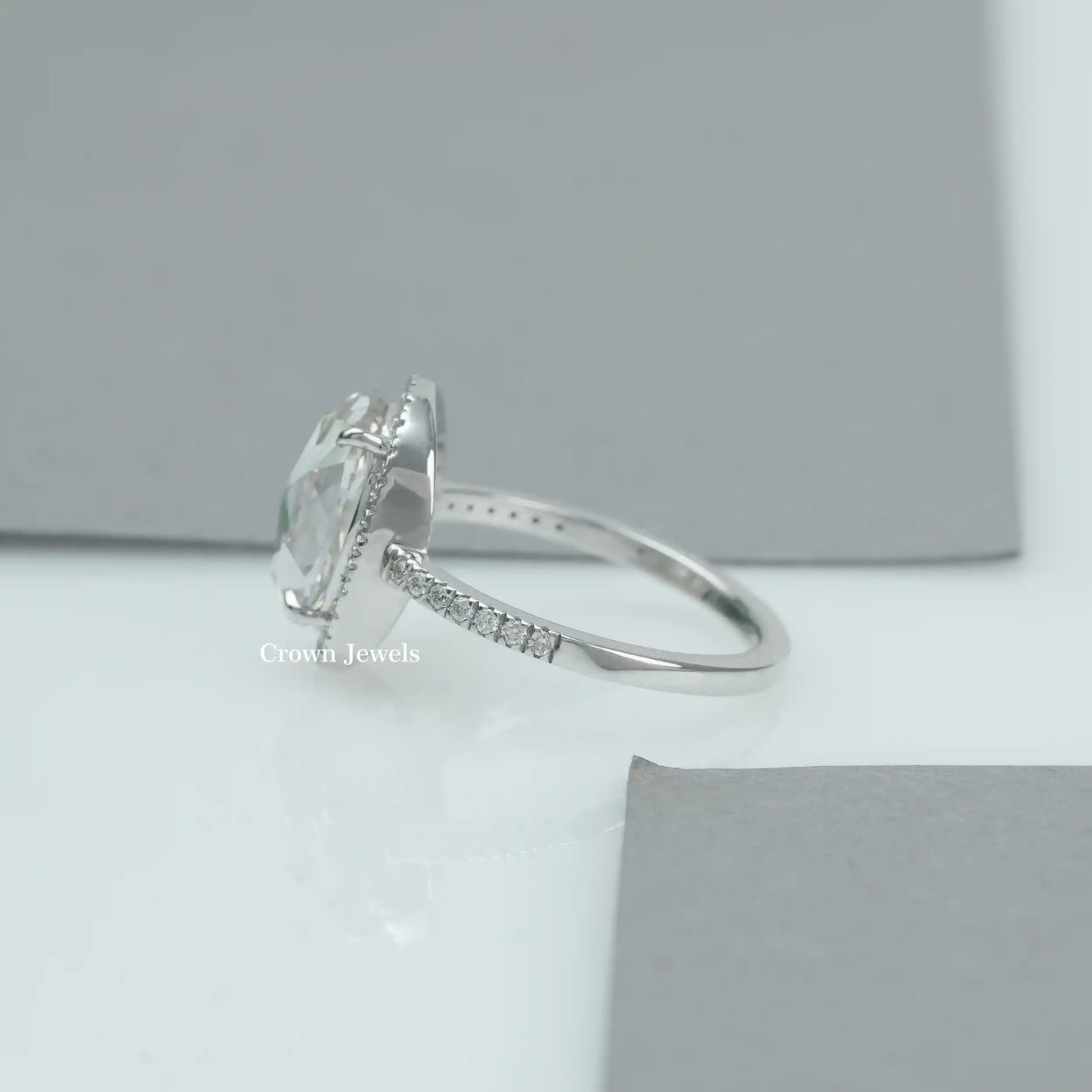 Oval Cut Halo Lab Grown Diamond Engagement Ring