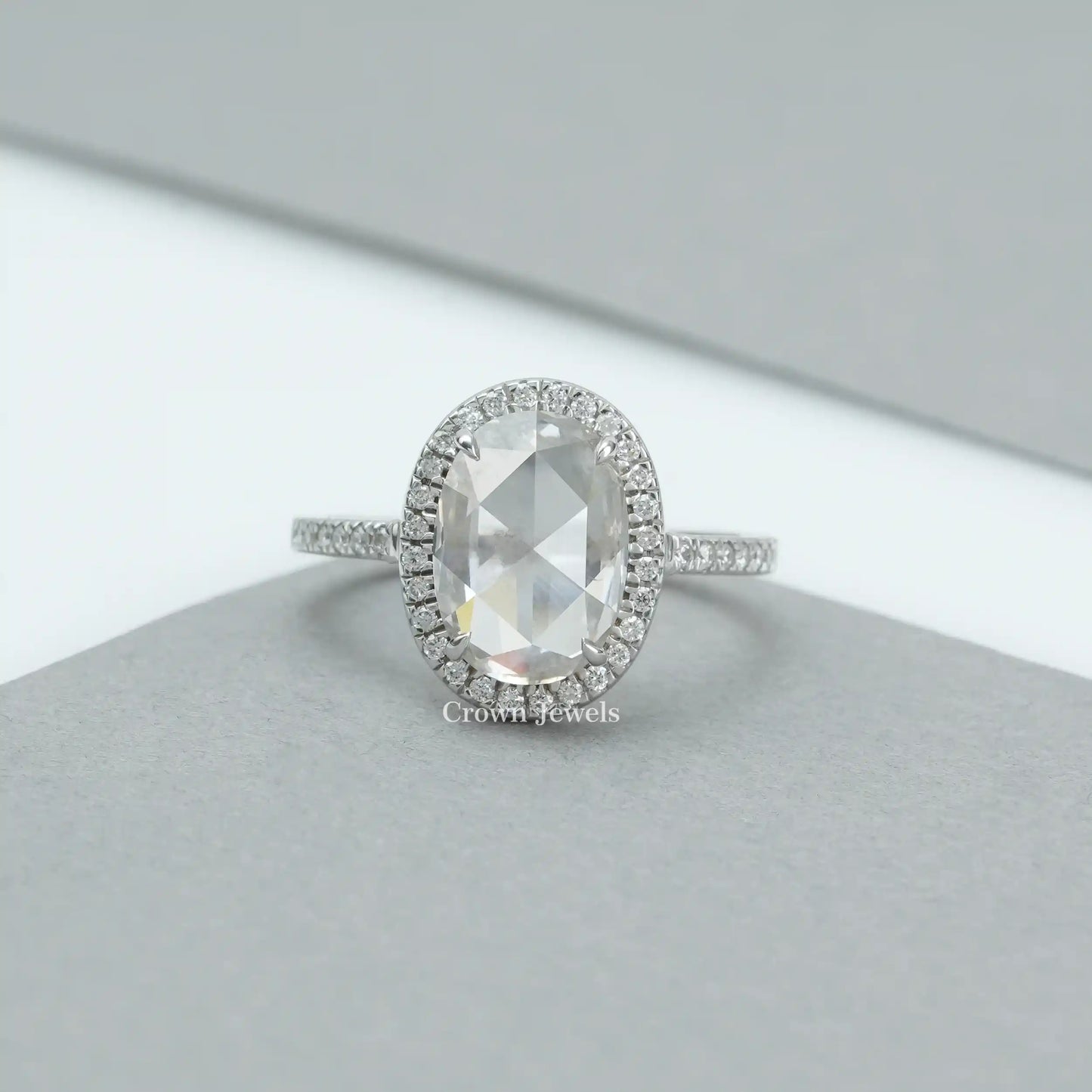 Oval Cut Halo Lab Grown Diamond Engagement Ring