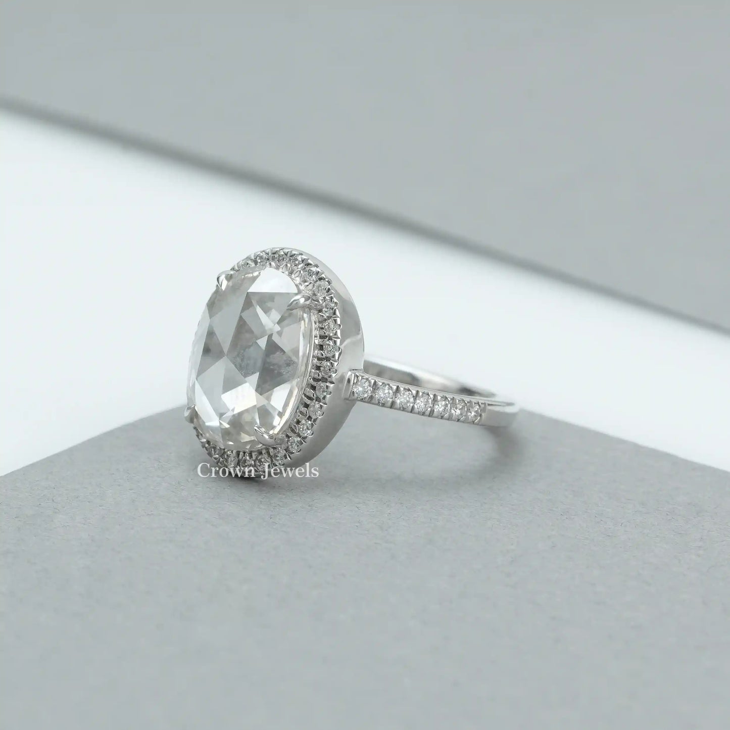 Oval Cut Halo Lab Grown Diamond Engagement Ring