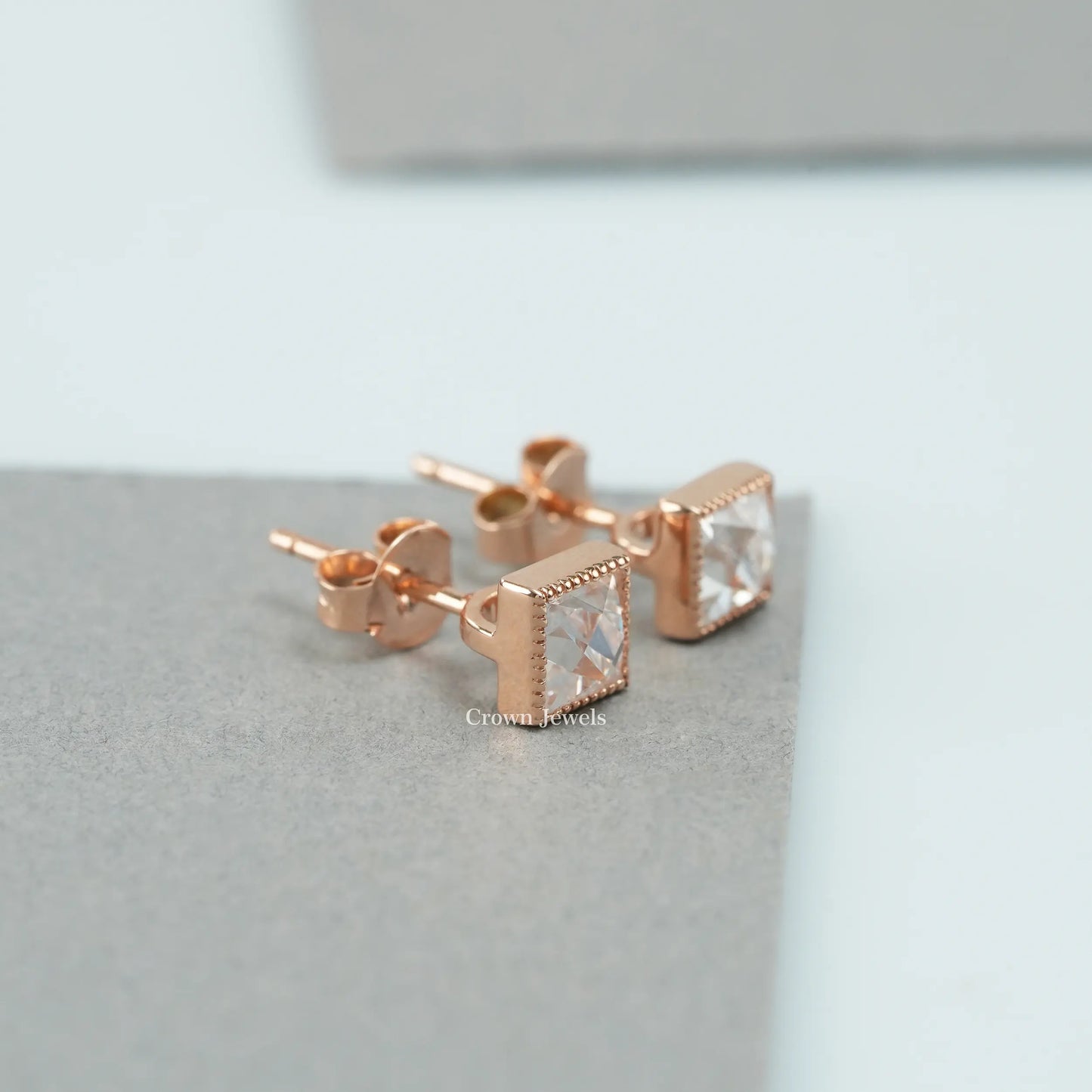 French Cut Lab Grown Diamond Earrings
