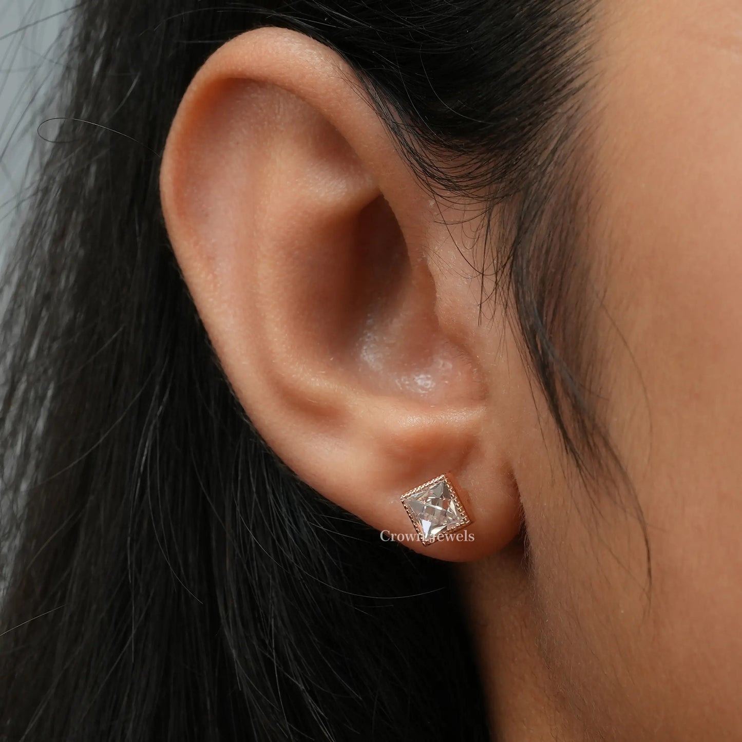 French Cut Lab Grown Diamond Earrings