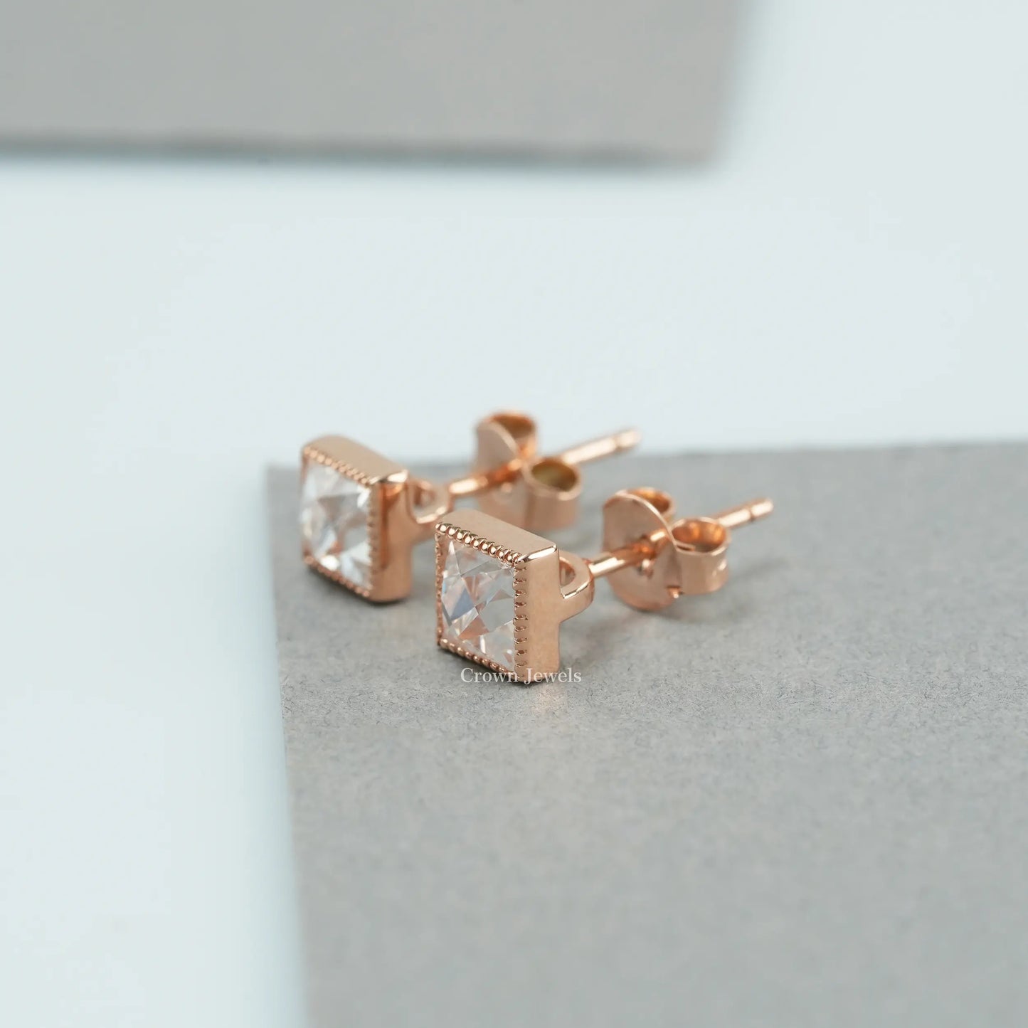 French Cut Lab Grown Diamond Earrings