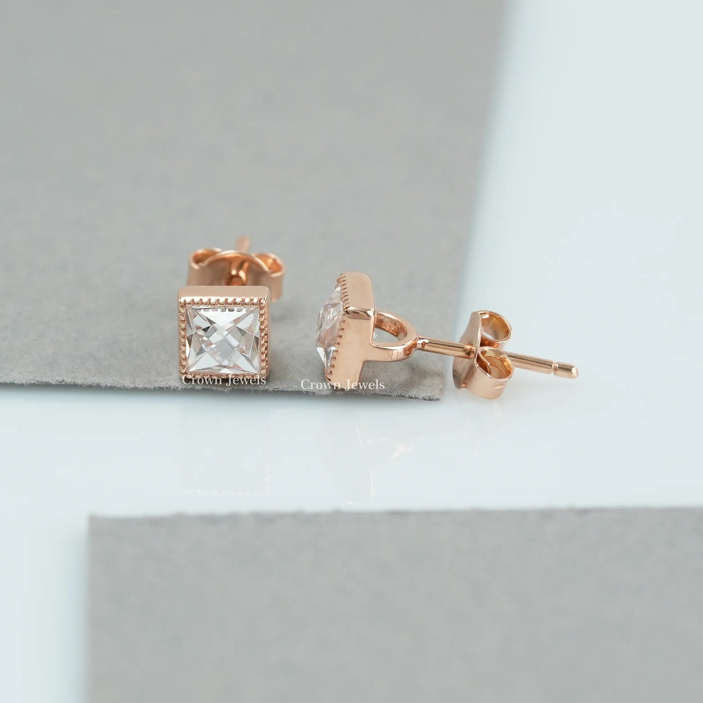 French Cut Lab Grown Diamond Earrings
