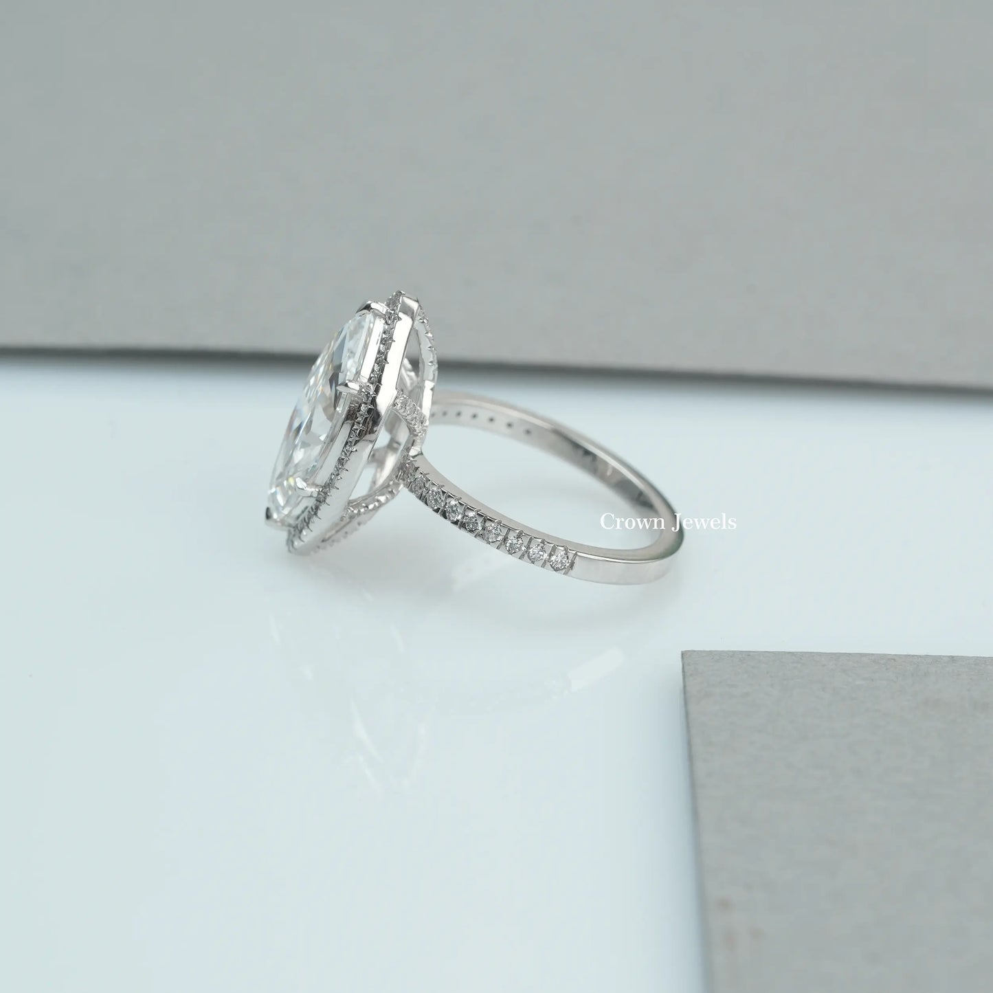 Marquise Cut Lab Grown Diamond Halo Engagement Ring