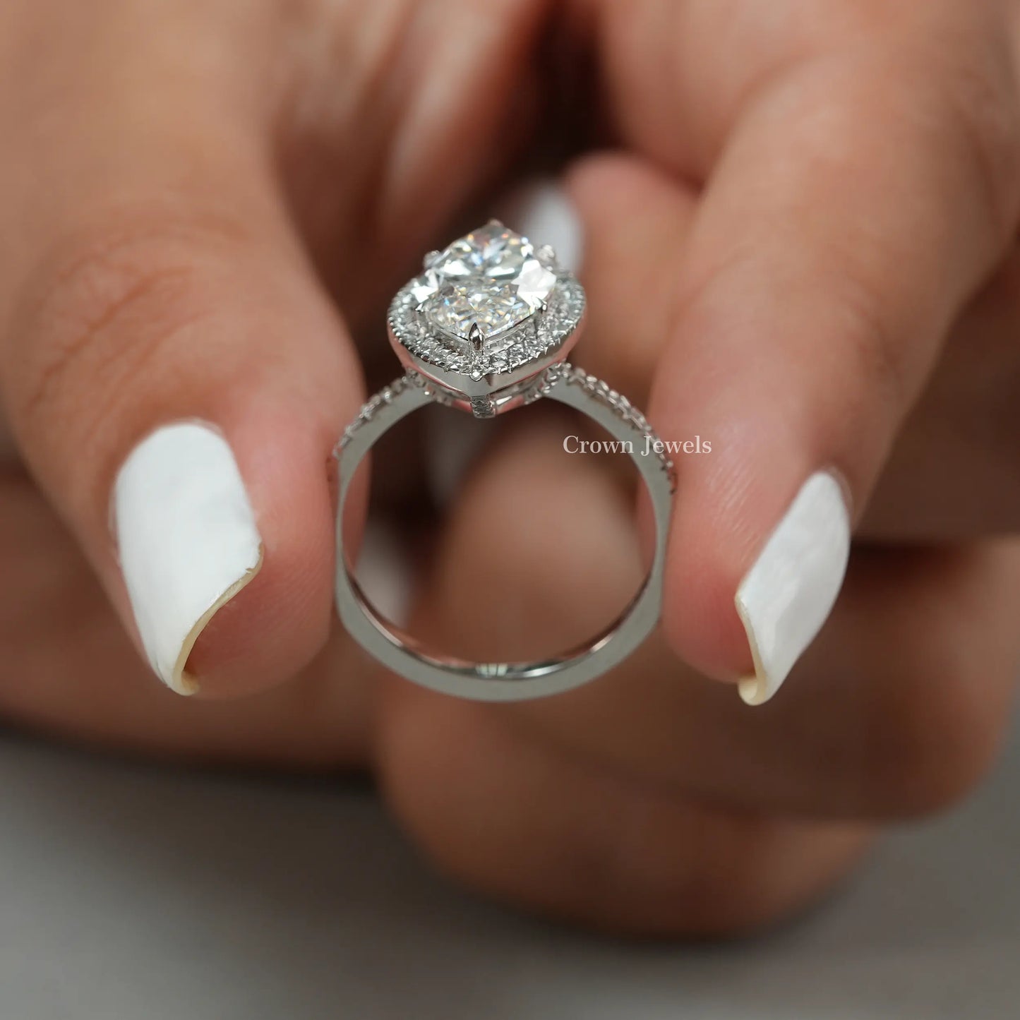 Marquise Cut Lab Grown Diamond Halo Engagement Ring