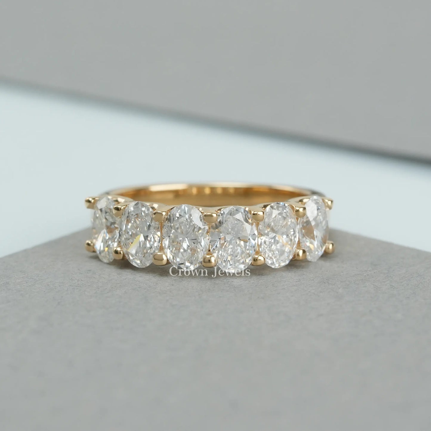 Oval Cut Lab Diamond Half Wedding Band