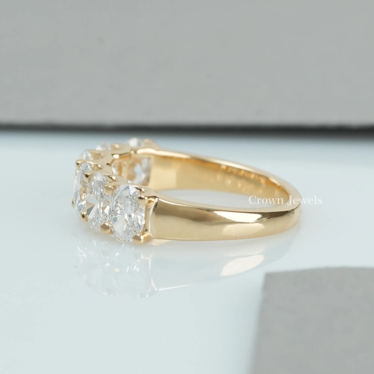 Oval Cut Lab Diamond Half Wedding Band