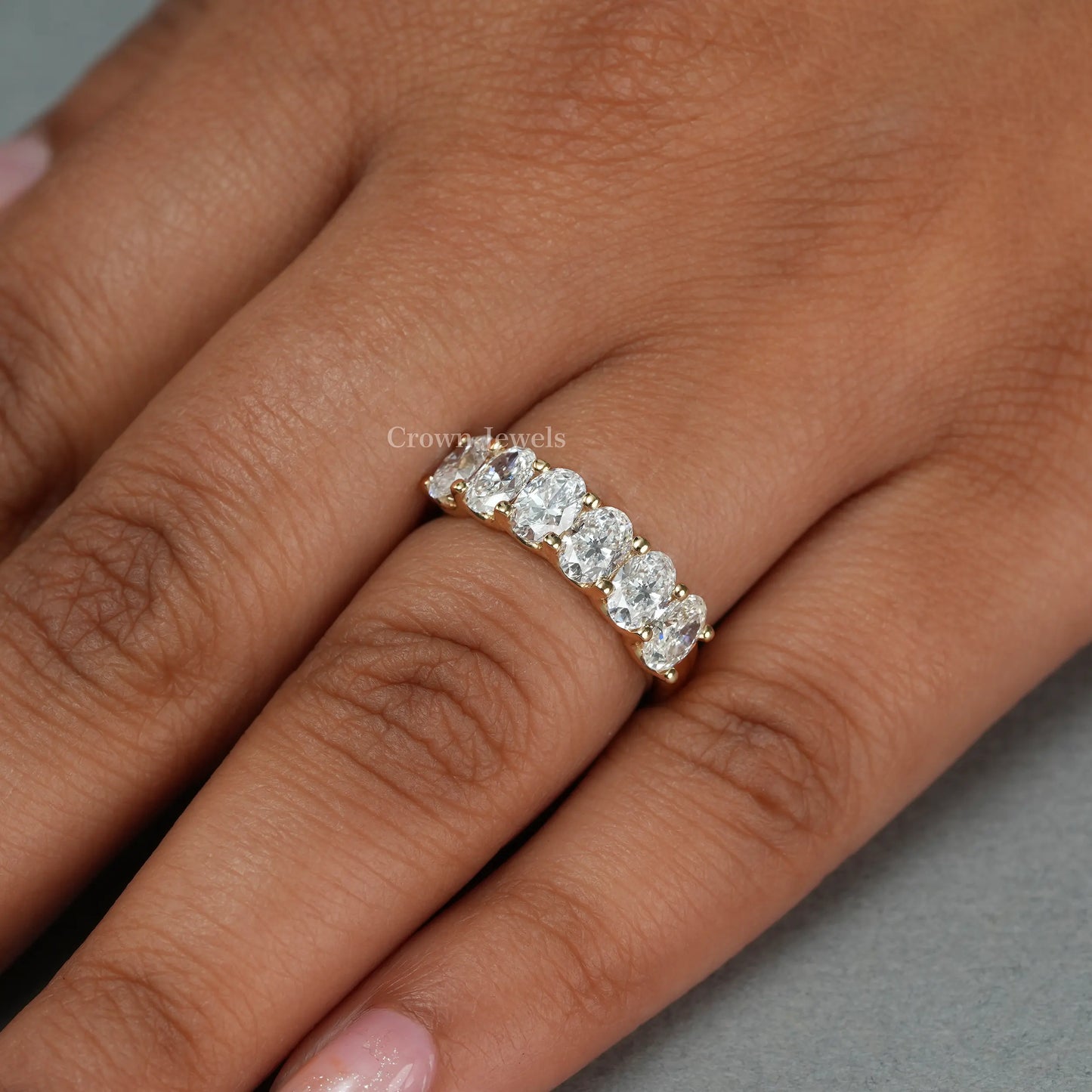 Oval Cut Lab Diamond Half Wedding Band