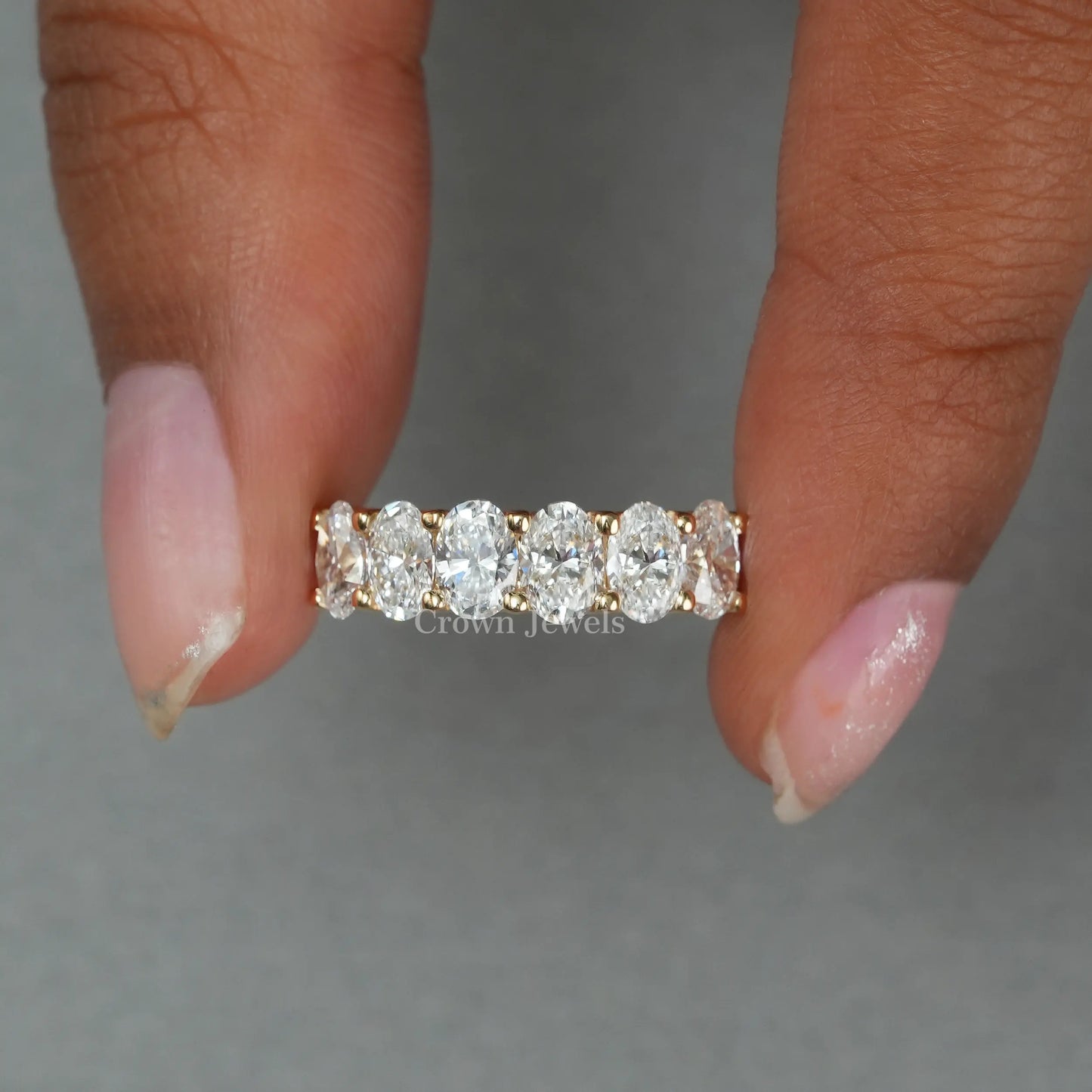 Oval Cut Lab Diamond Half Wedding Band