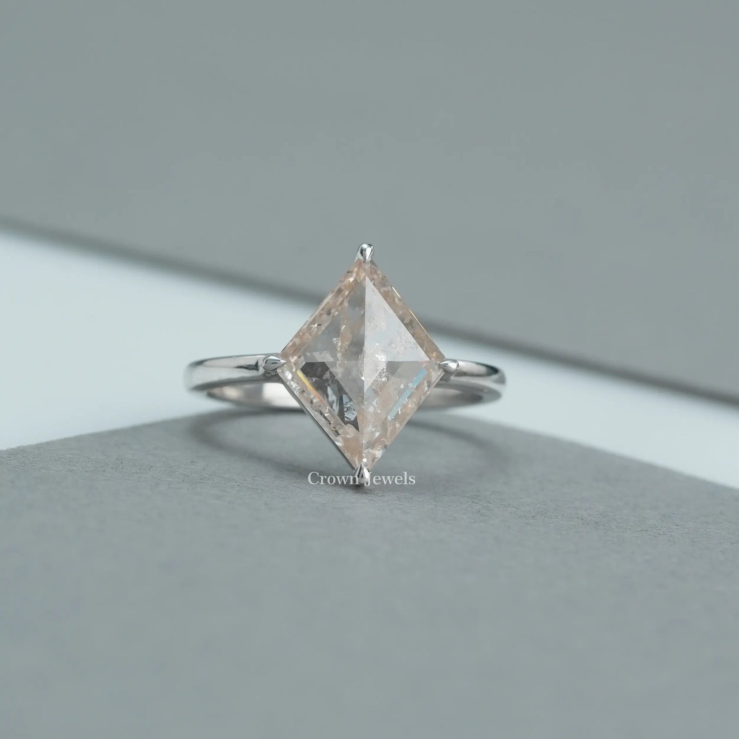 Rose Cut Lozenge Diamond Solitaire Ring