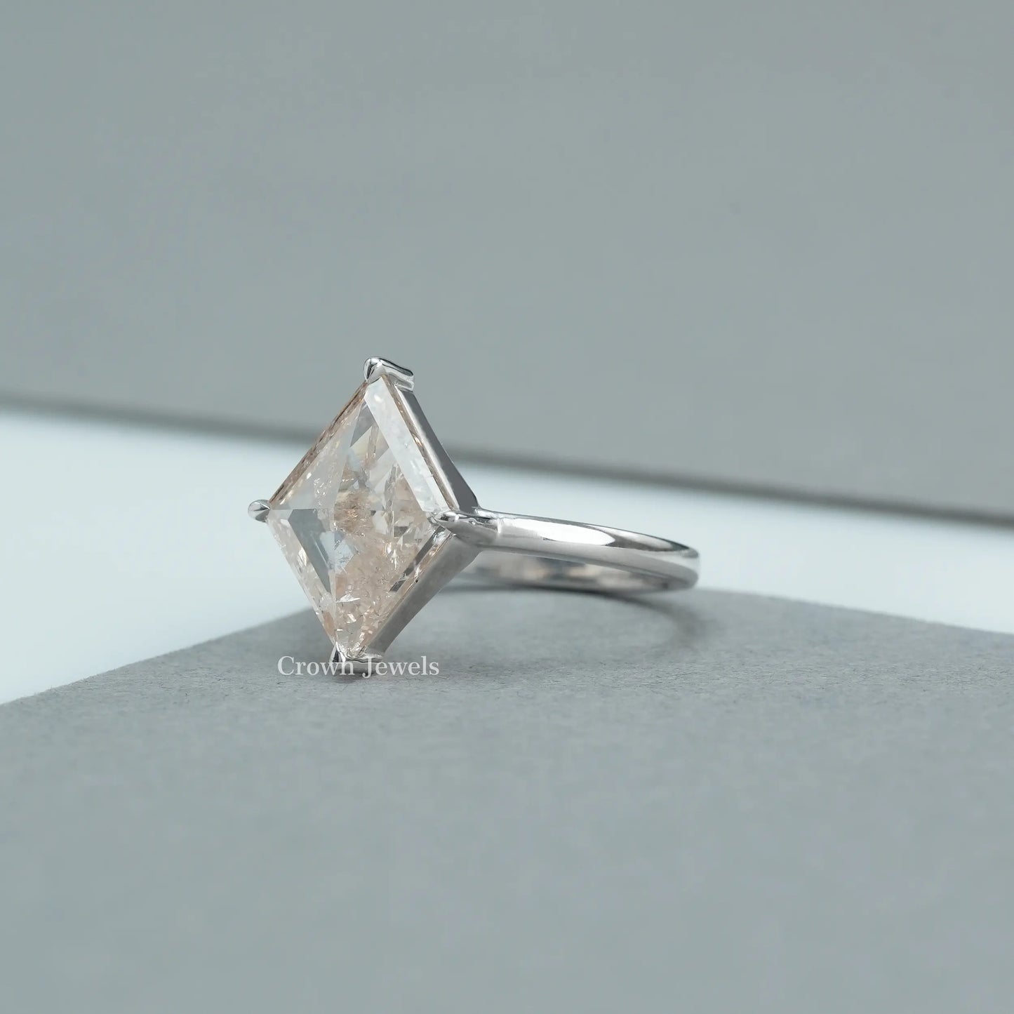Rose Cut Lozenge Diamond Solitaire Ring