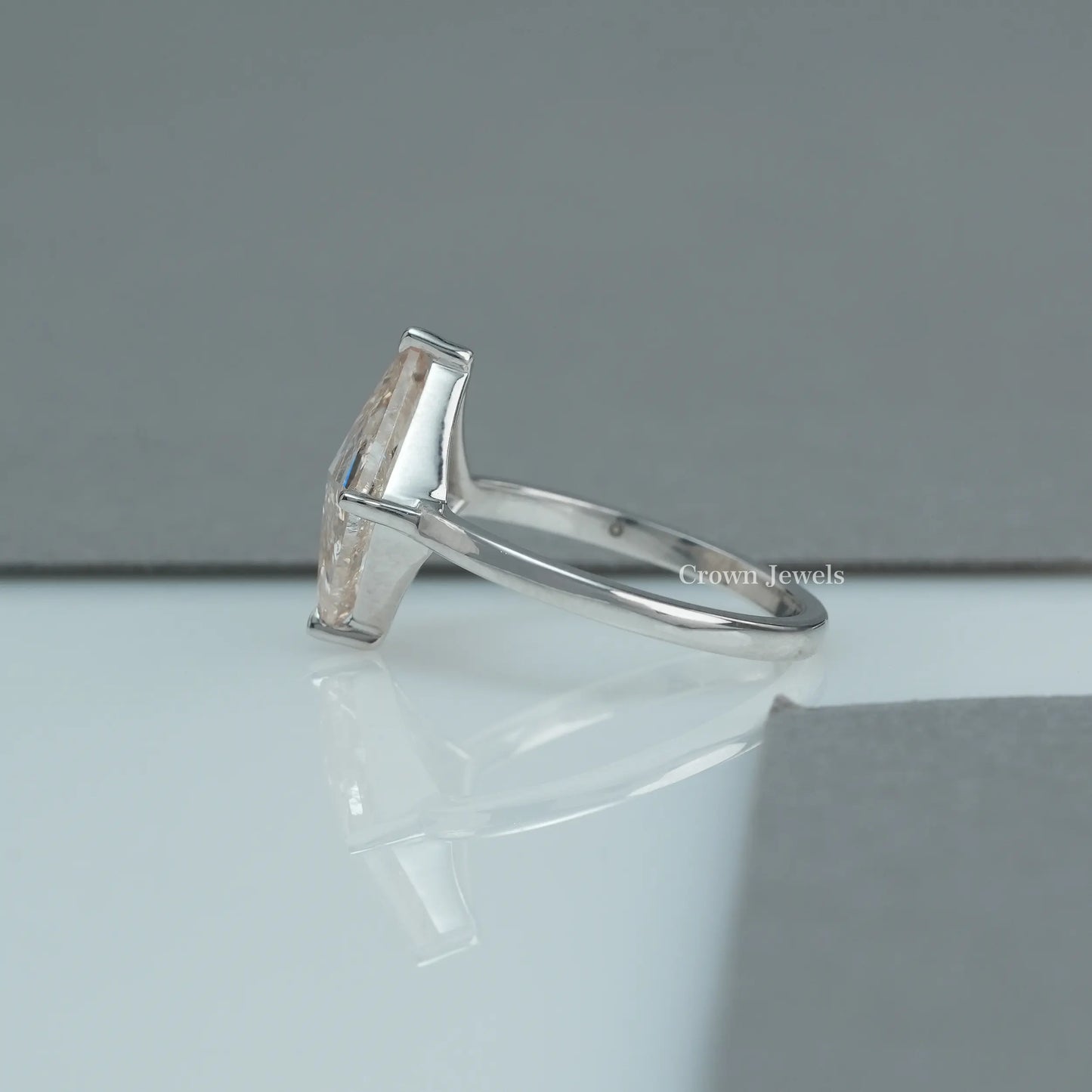 Rose Cut Lozenge Diamond Solitaire Ring