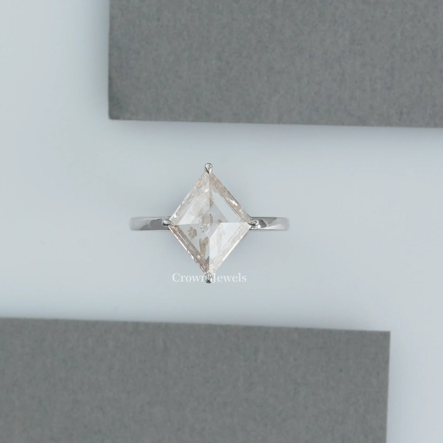 Rose Cut Lozenge Diamond Solitaire Ring