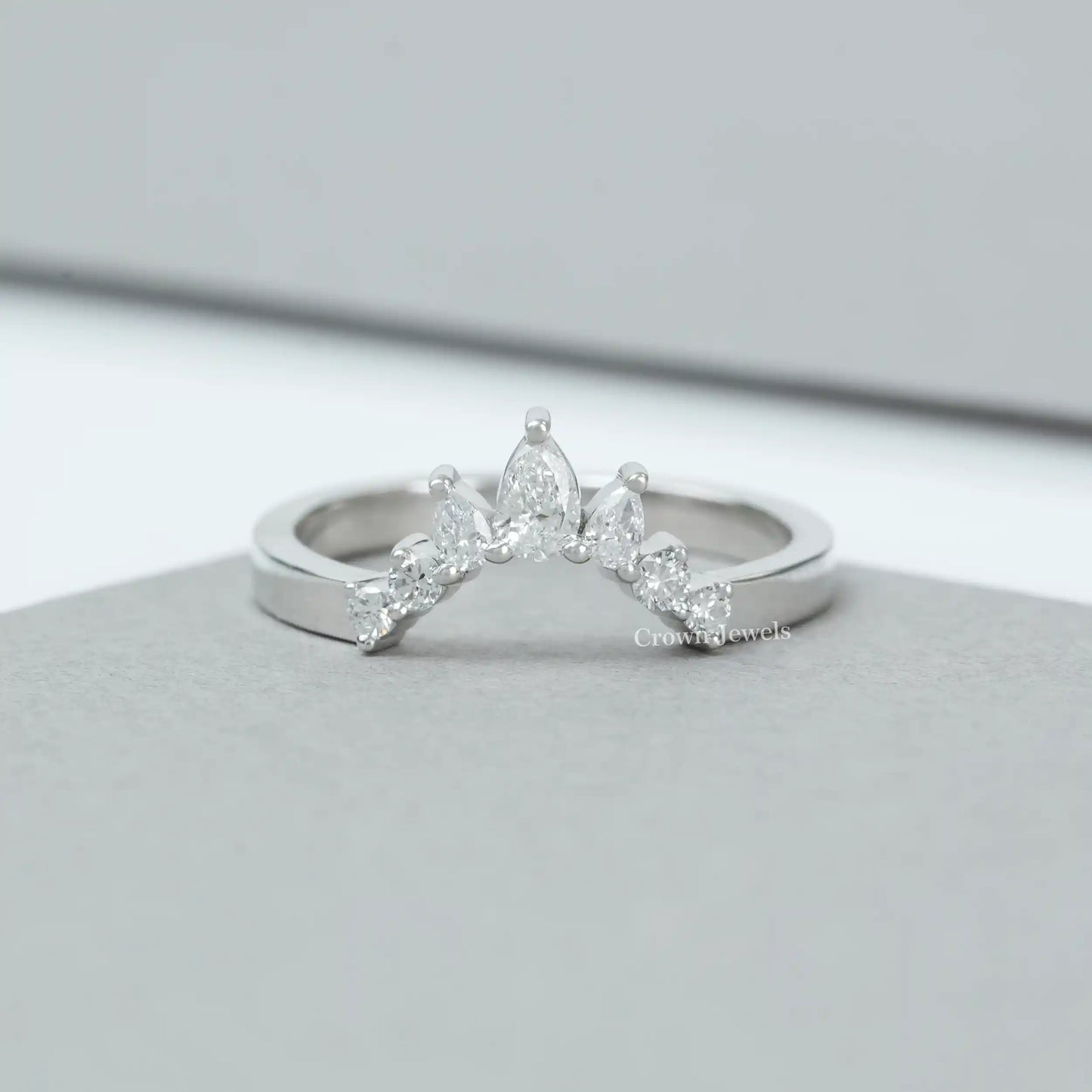 Pear Cut Lab Grown Diamond Curved Band