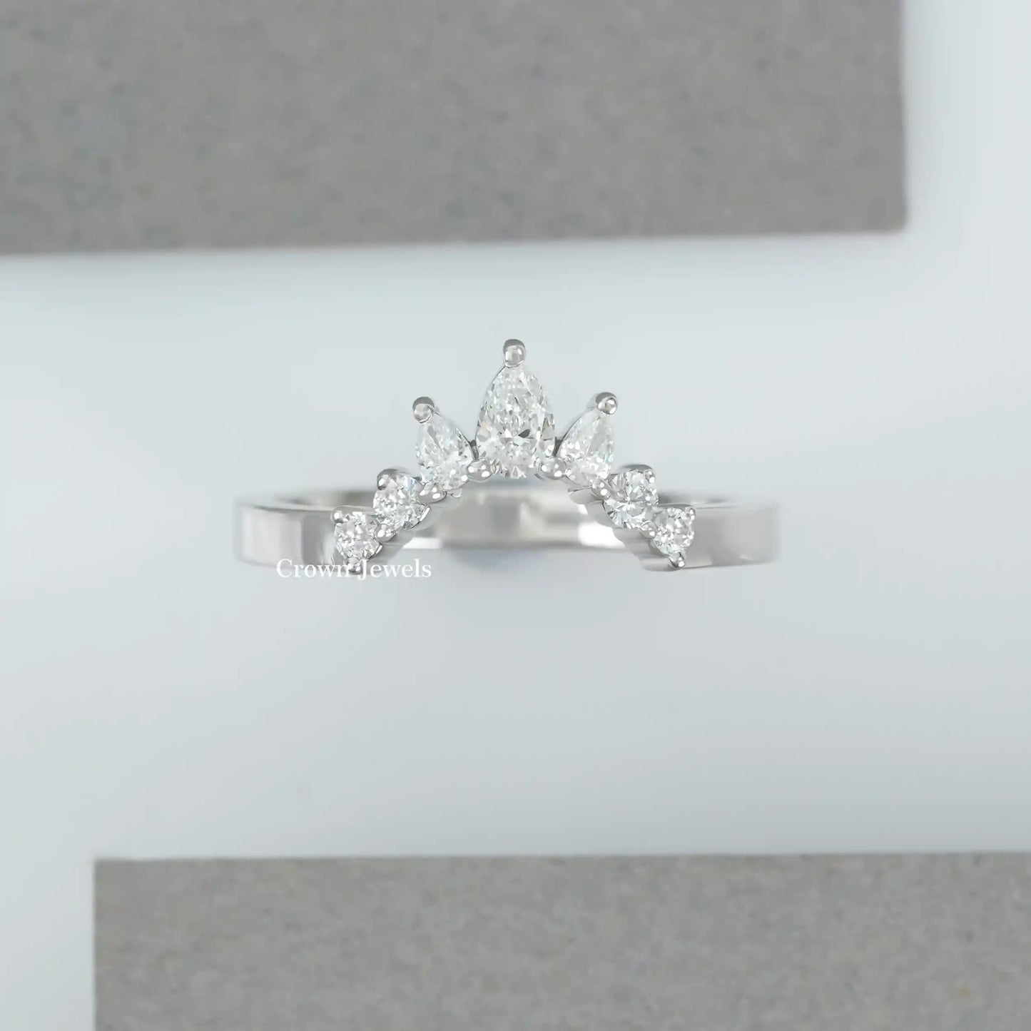 Pear Cut Lab Grown Diamond Curved Band