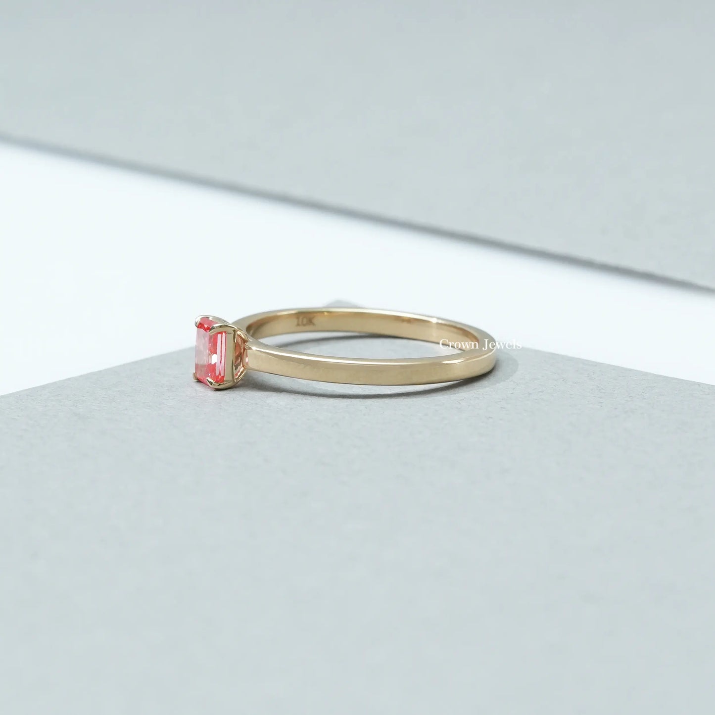 Pink Radiant Cut Lab Grown Diamond Solitaire Ring