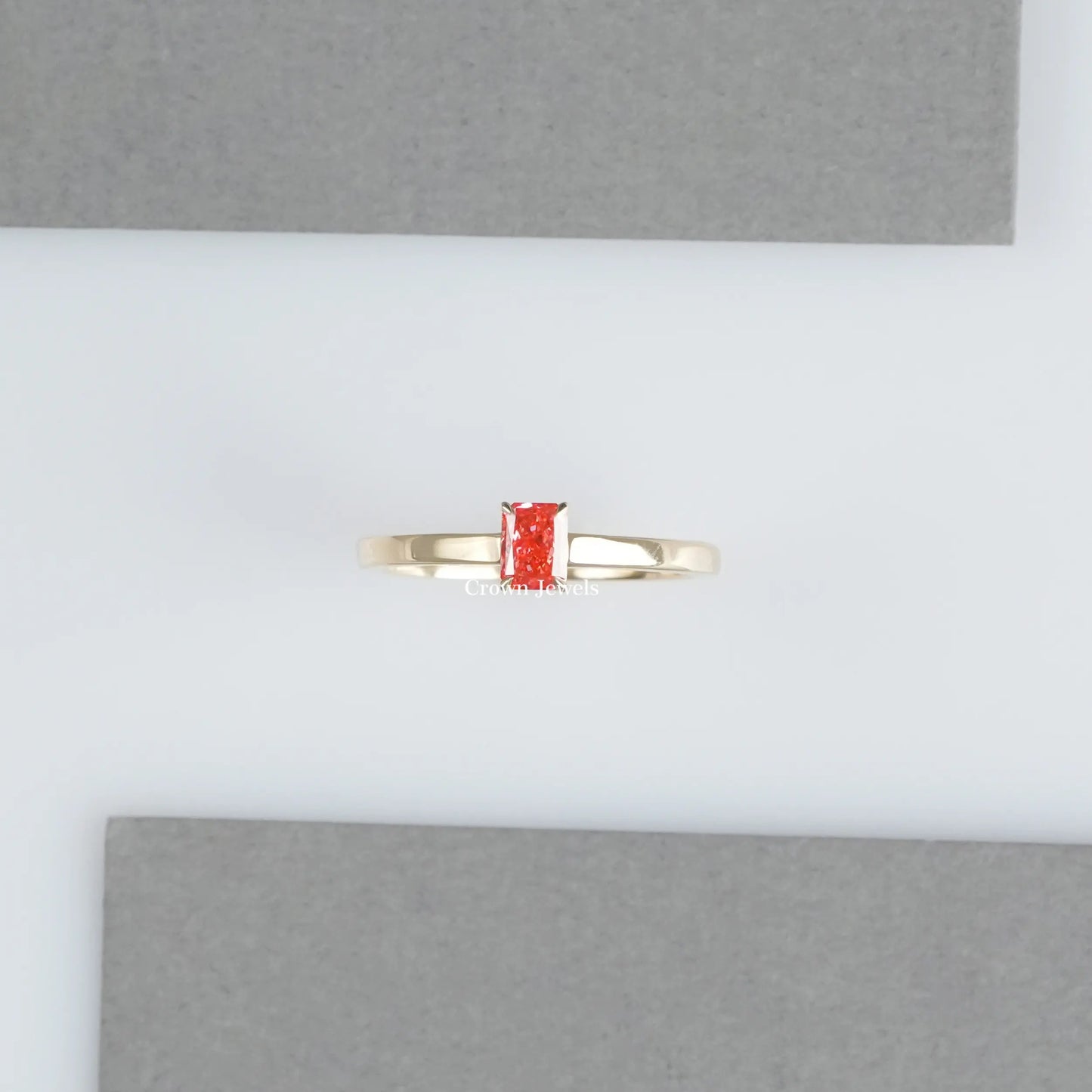 Pink Radiant Cut Lab Grown Diamond Solitaire Ring