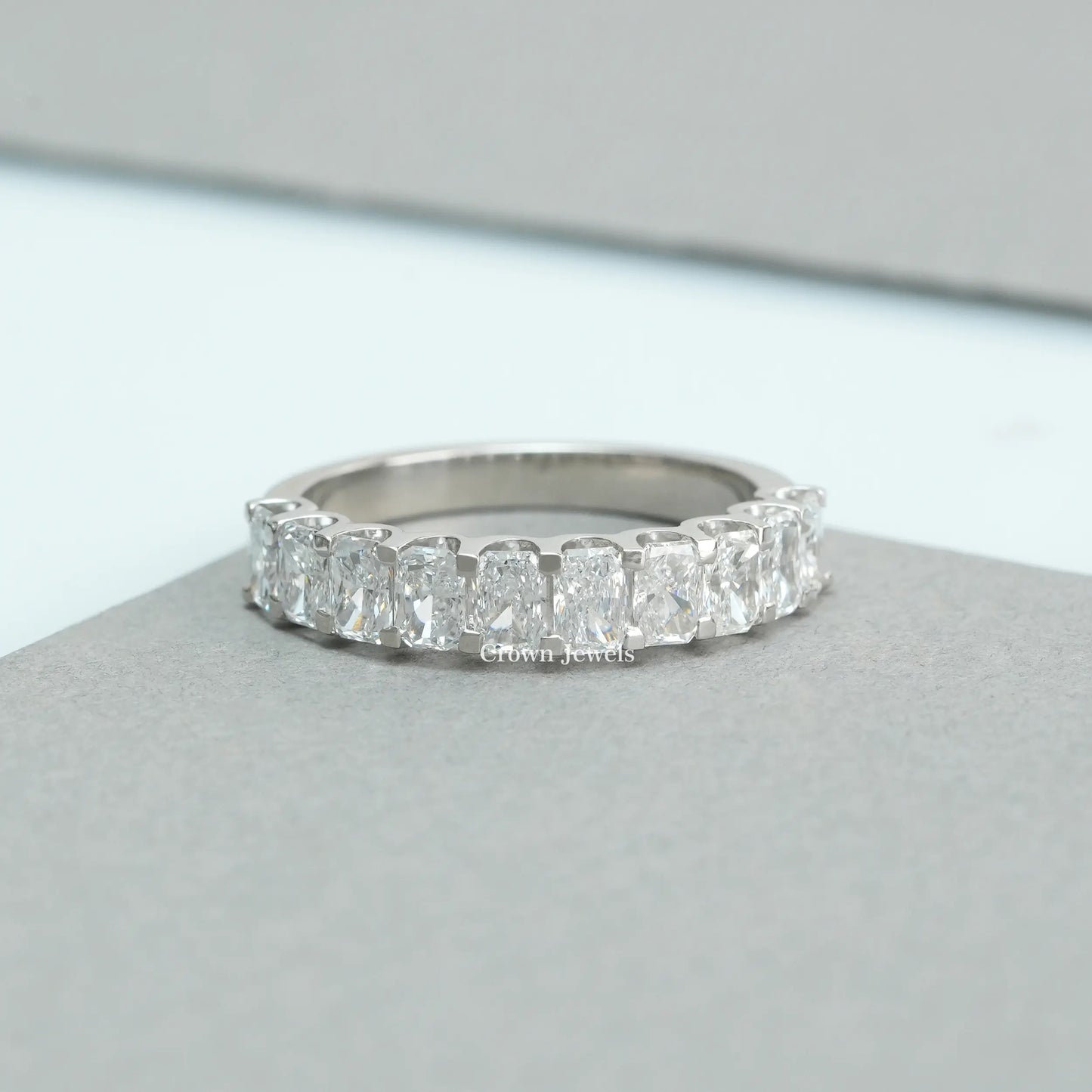 Radiant Cut Lab Grown Diamond Wedding Band