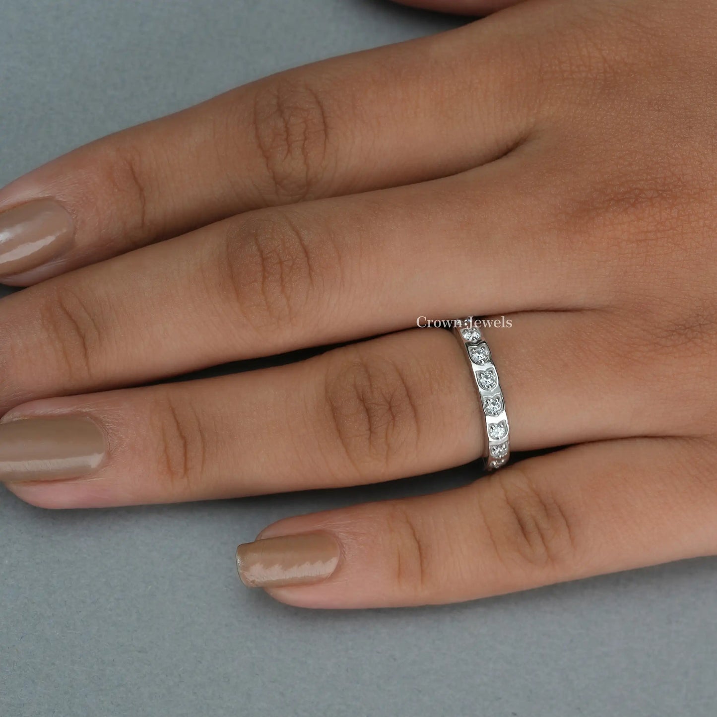 Round Cut Lab Grown Diamond Half Wedding Band