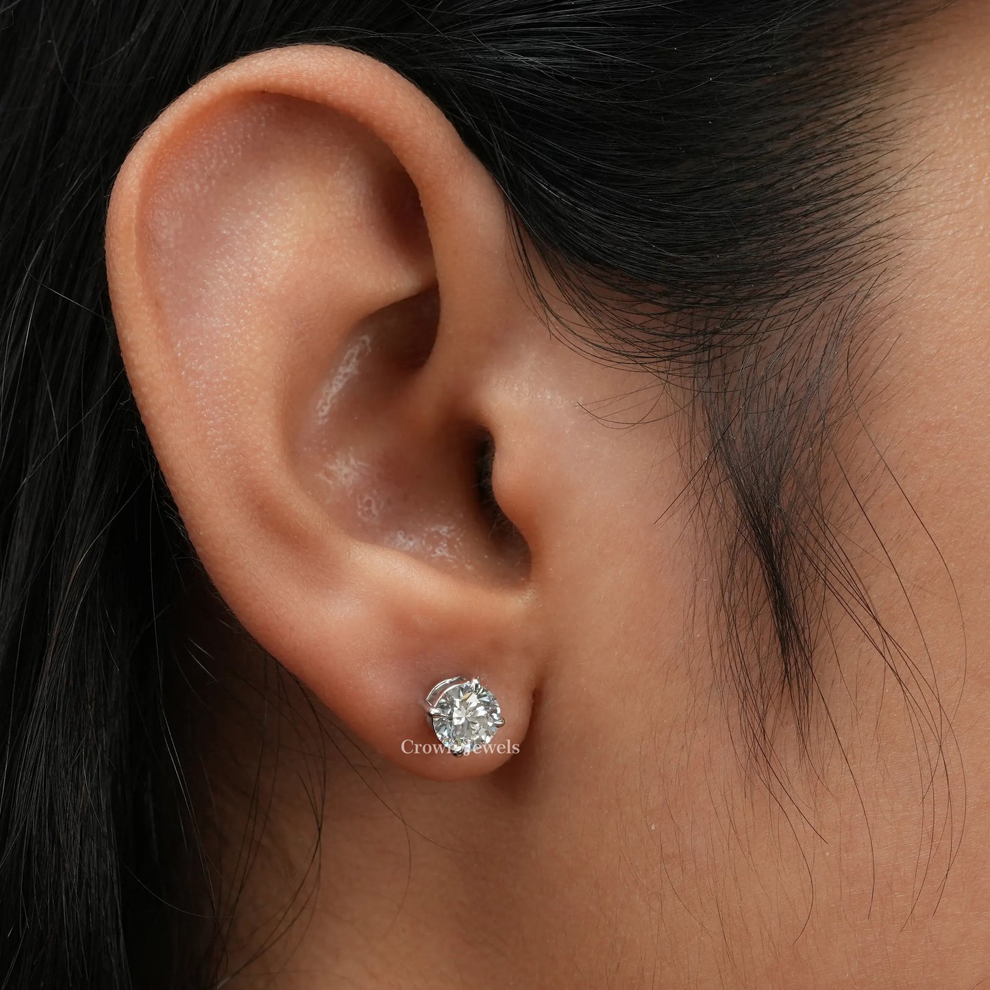 Round Cut Lab Grown Diamond Stud Earrings