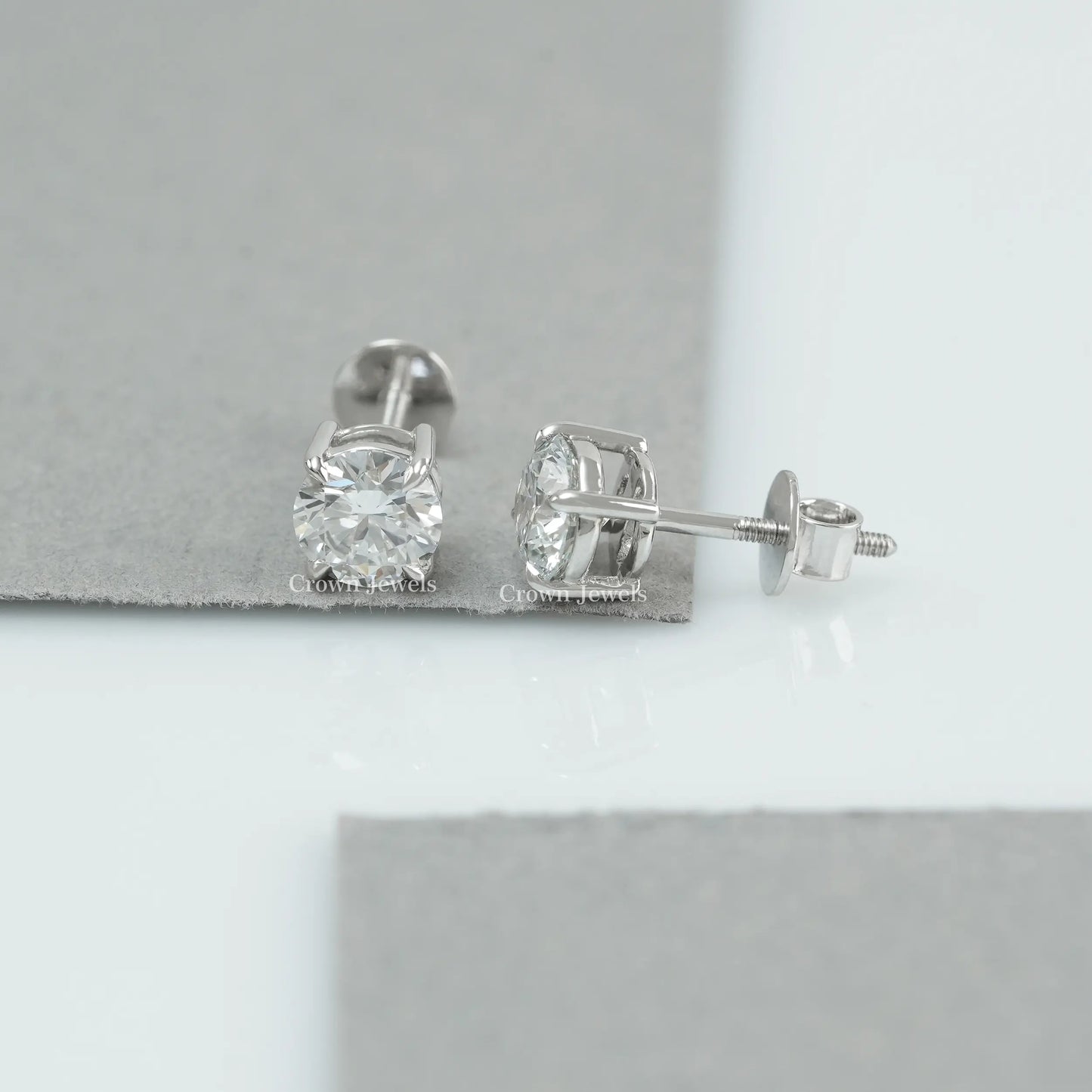 Round Cut Lab Grown Diamond Stud Earrings