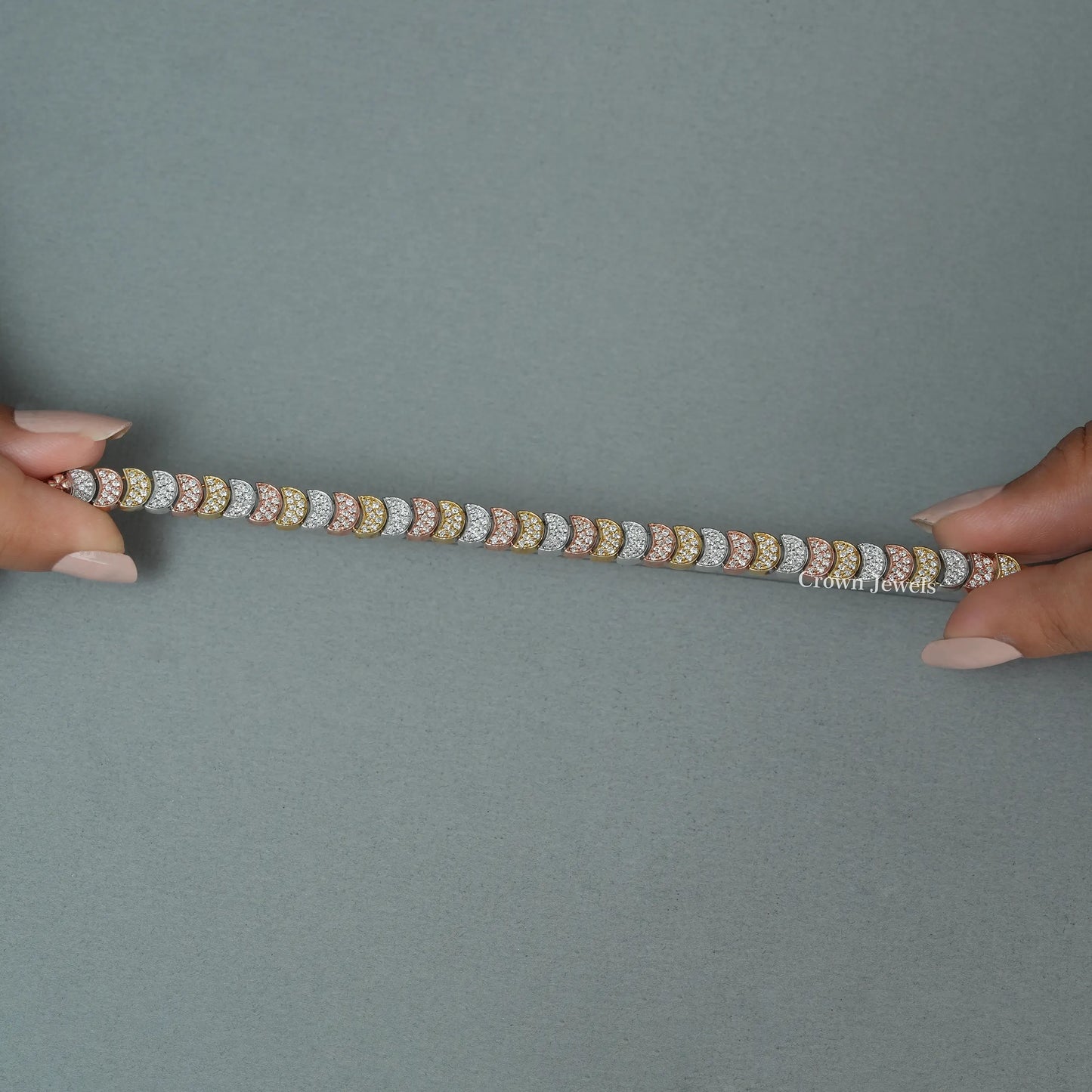 Round Diamond Half Moon Shape Bracelet