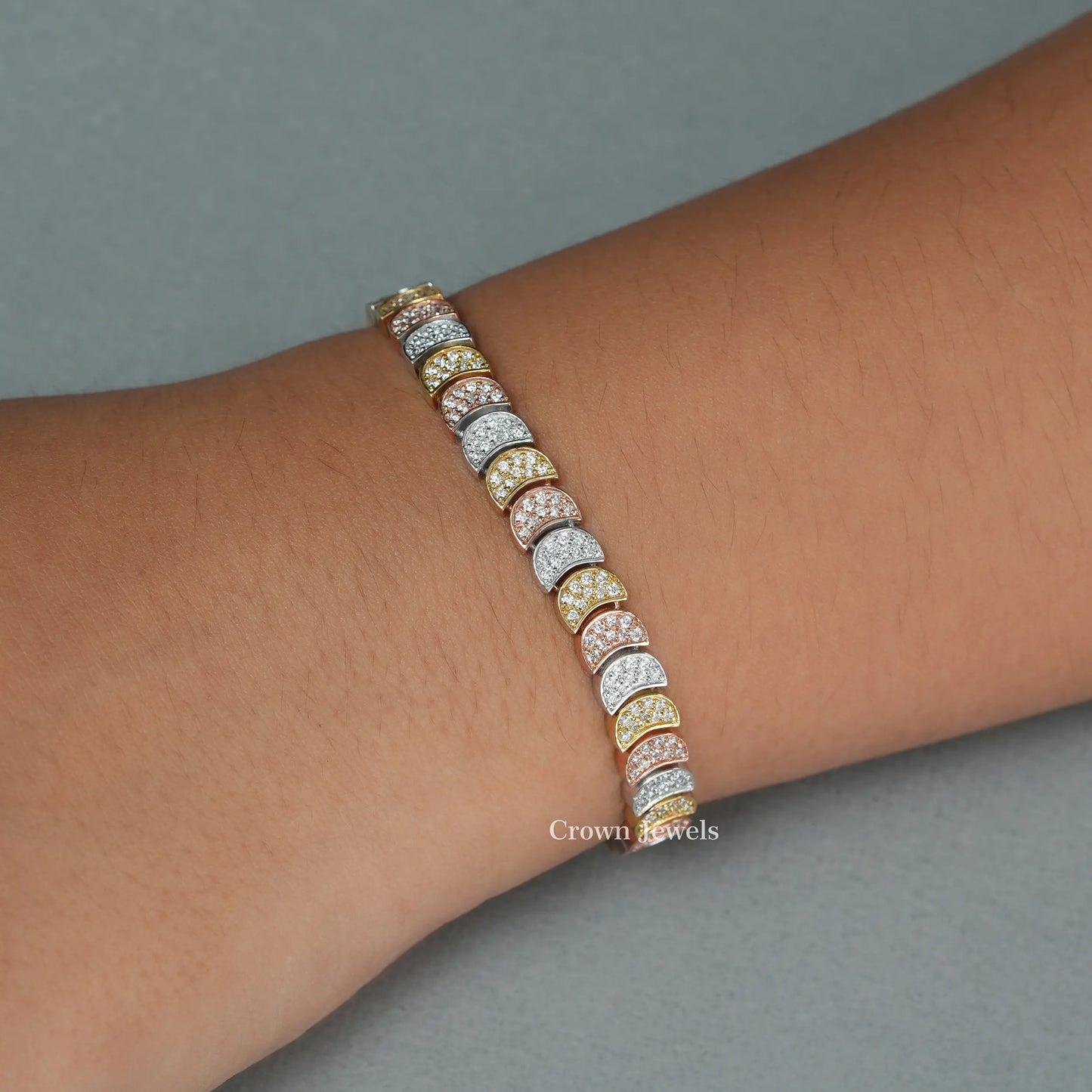 Round Diamond Half Moon Shape Bracelet