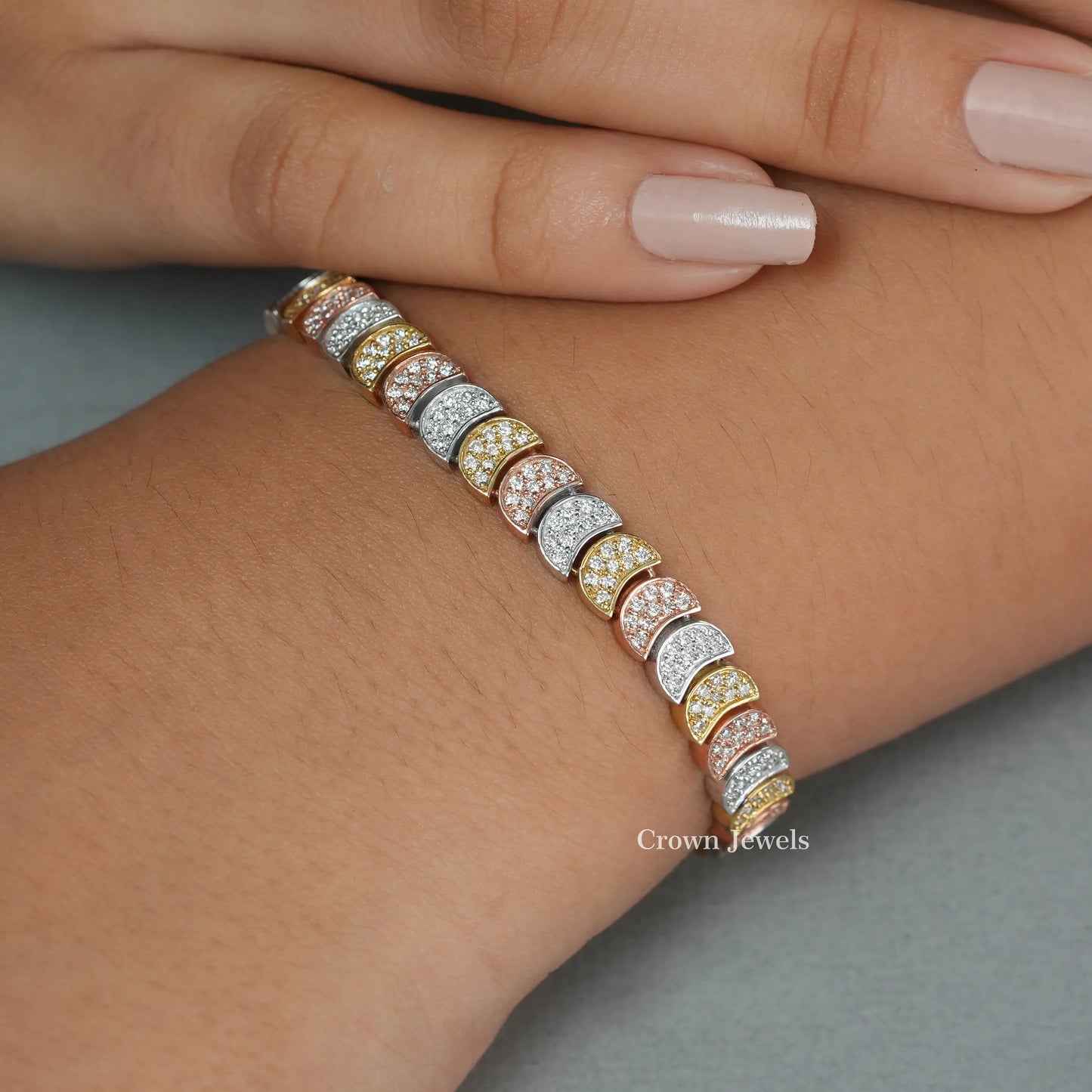 Round Diamond Half Moon Shape Bracelet