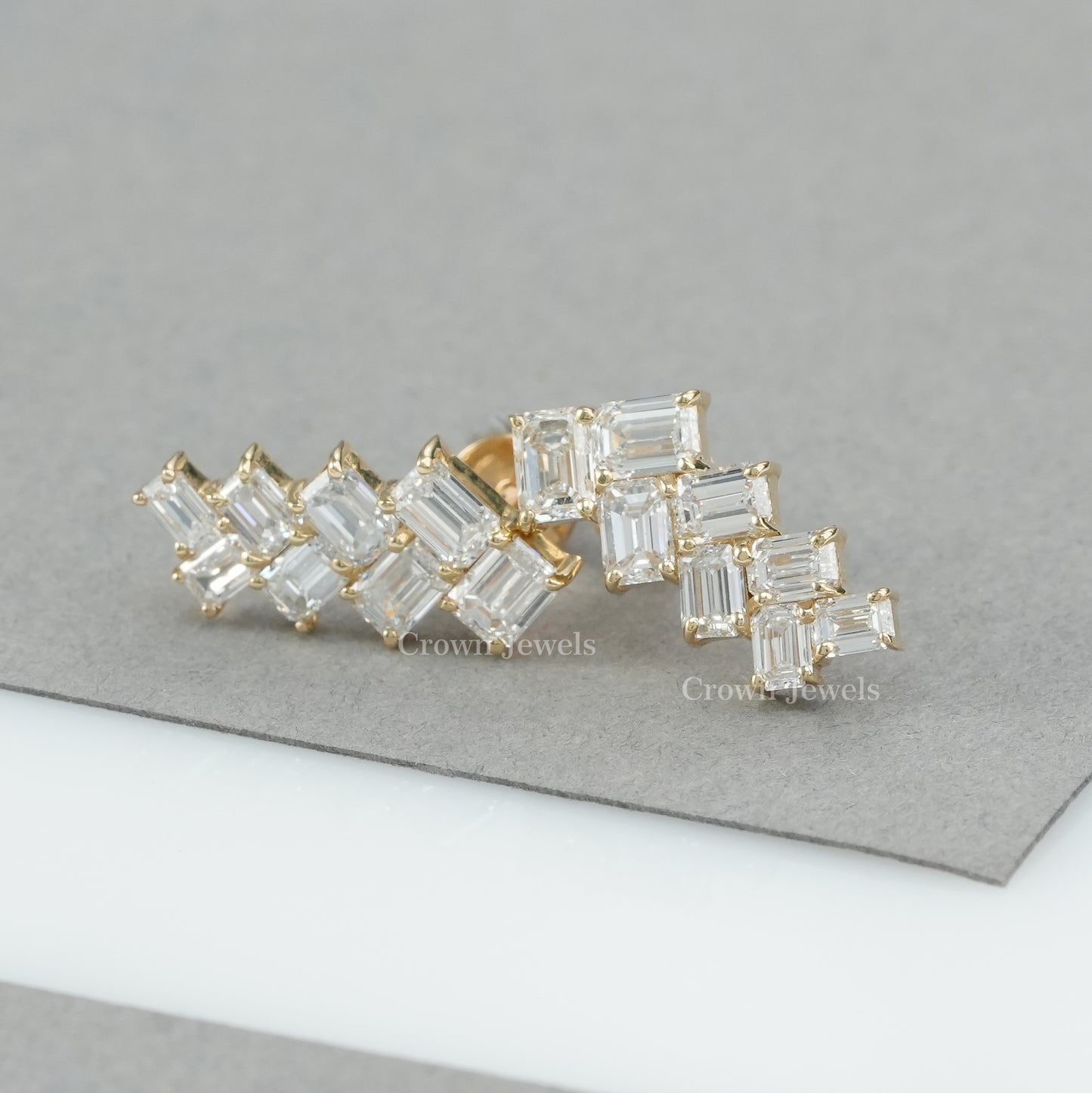Emerald Cut Bridal Drop Earrings