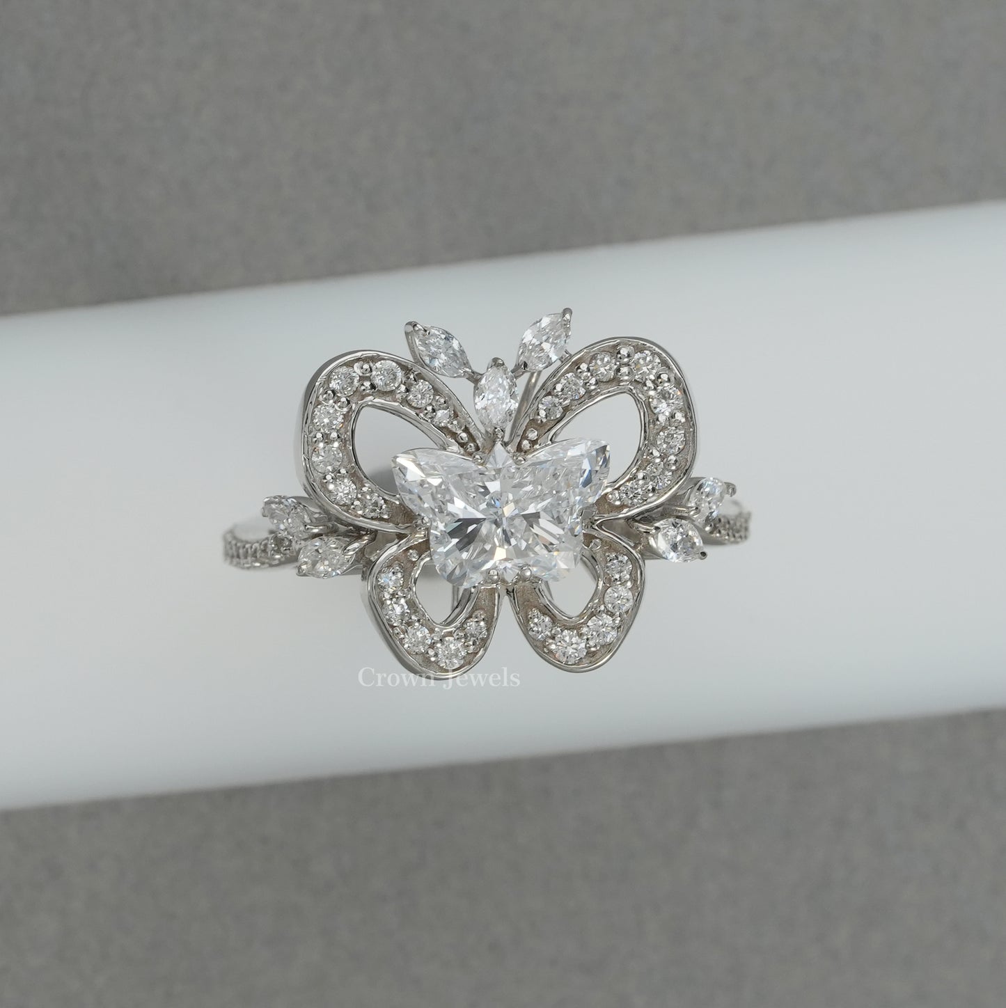 Unique Butterfly Cluster Diamond Engagement Ring