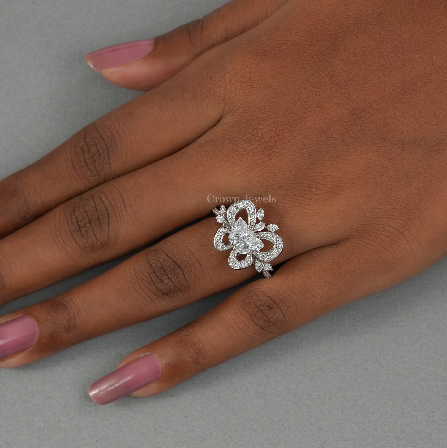 Unique Butterfly Cluster Diamond Engagement Ring