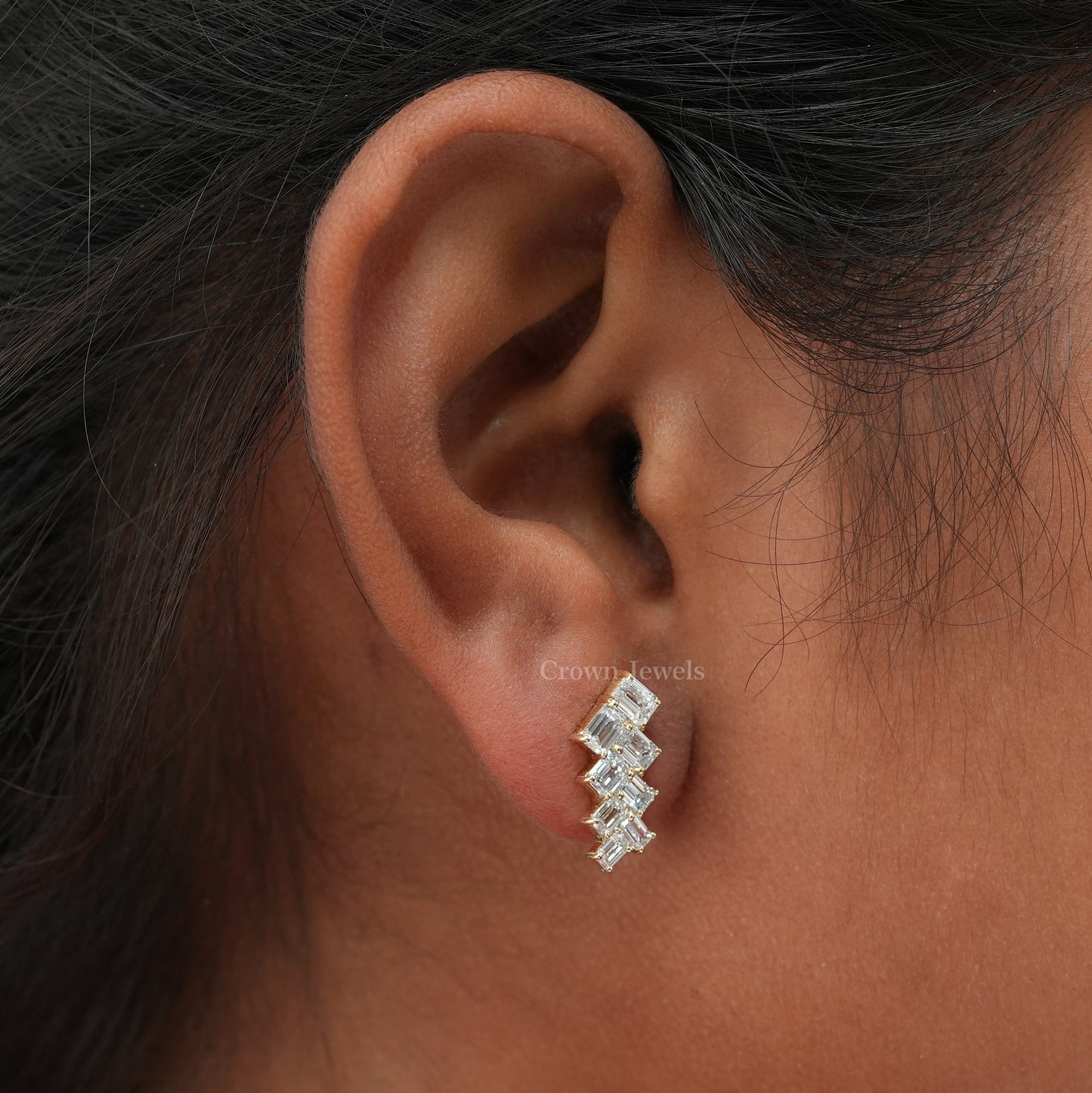 Emerald Cut Bridal Drop Earrings