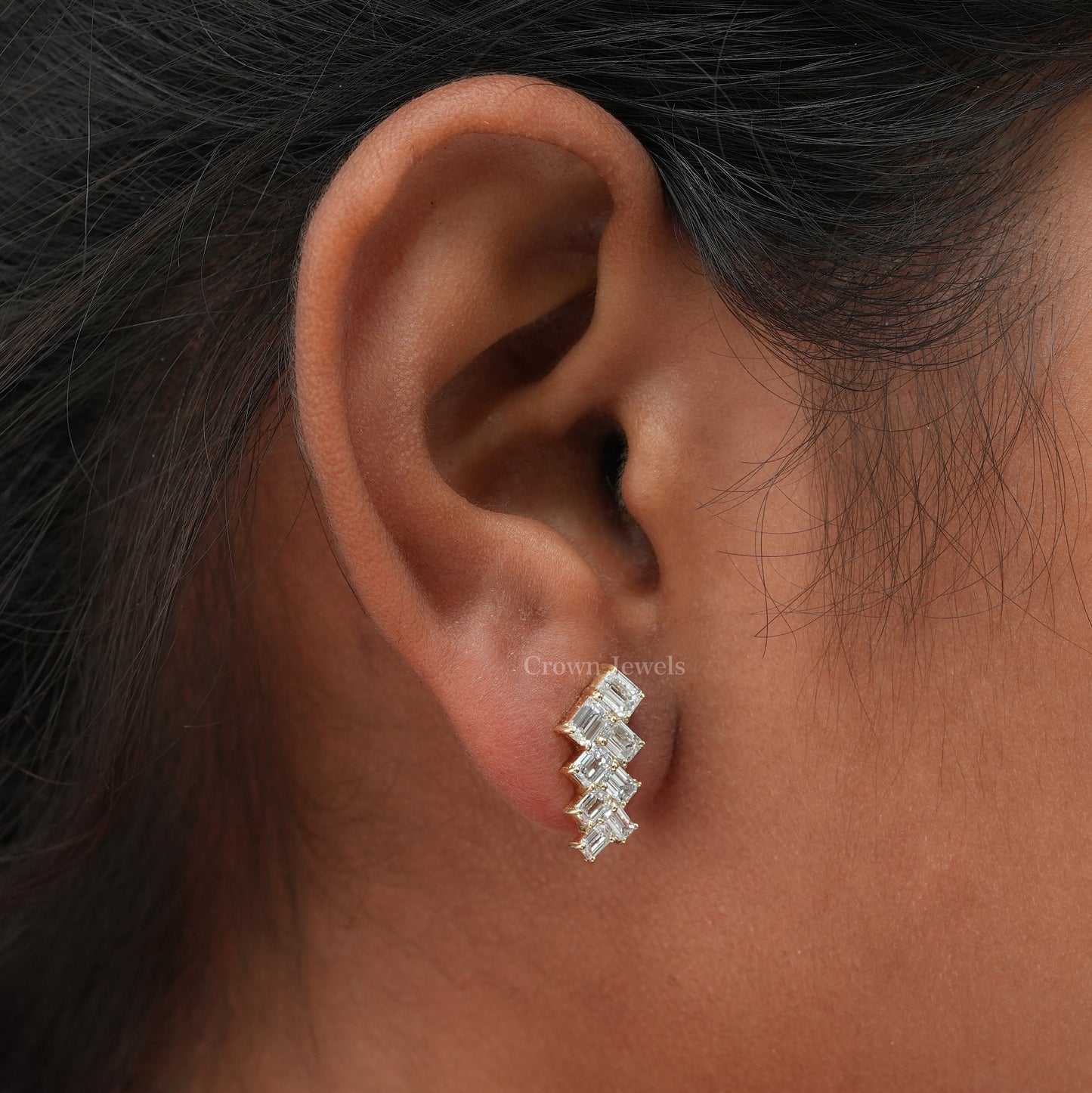 Emerald Cut Bridal Drop Earrings