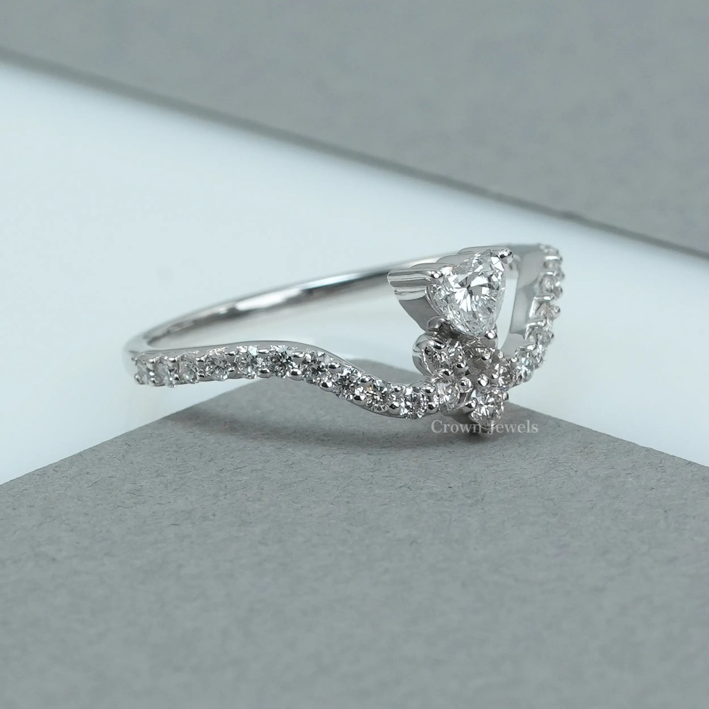 Heart Diamond Carved Anniversary Band
