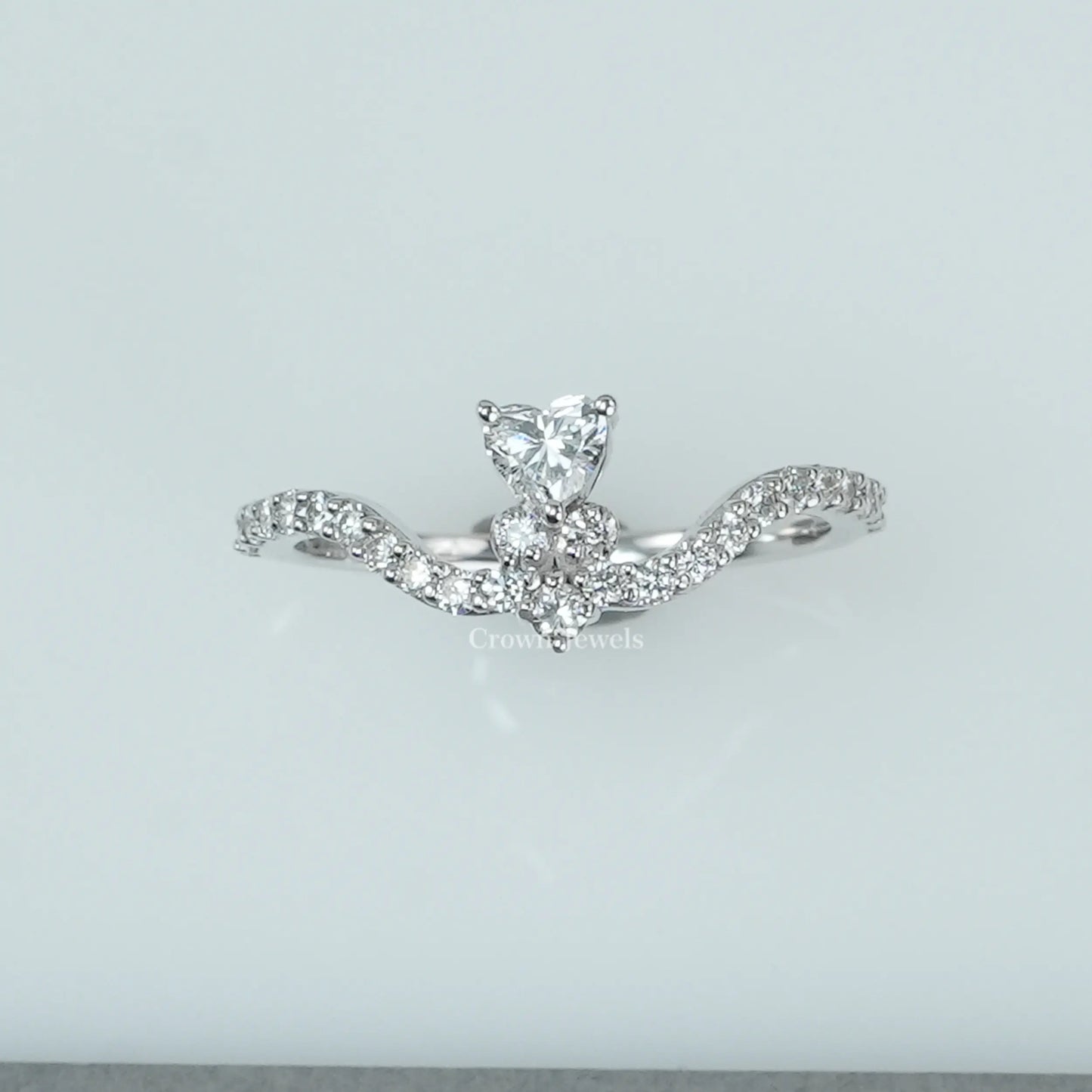 Heart Diamond Carved Anniversary Band