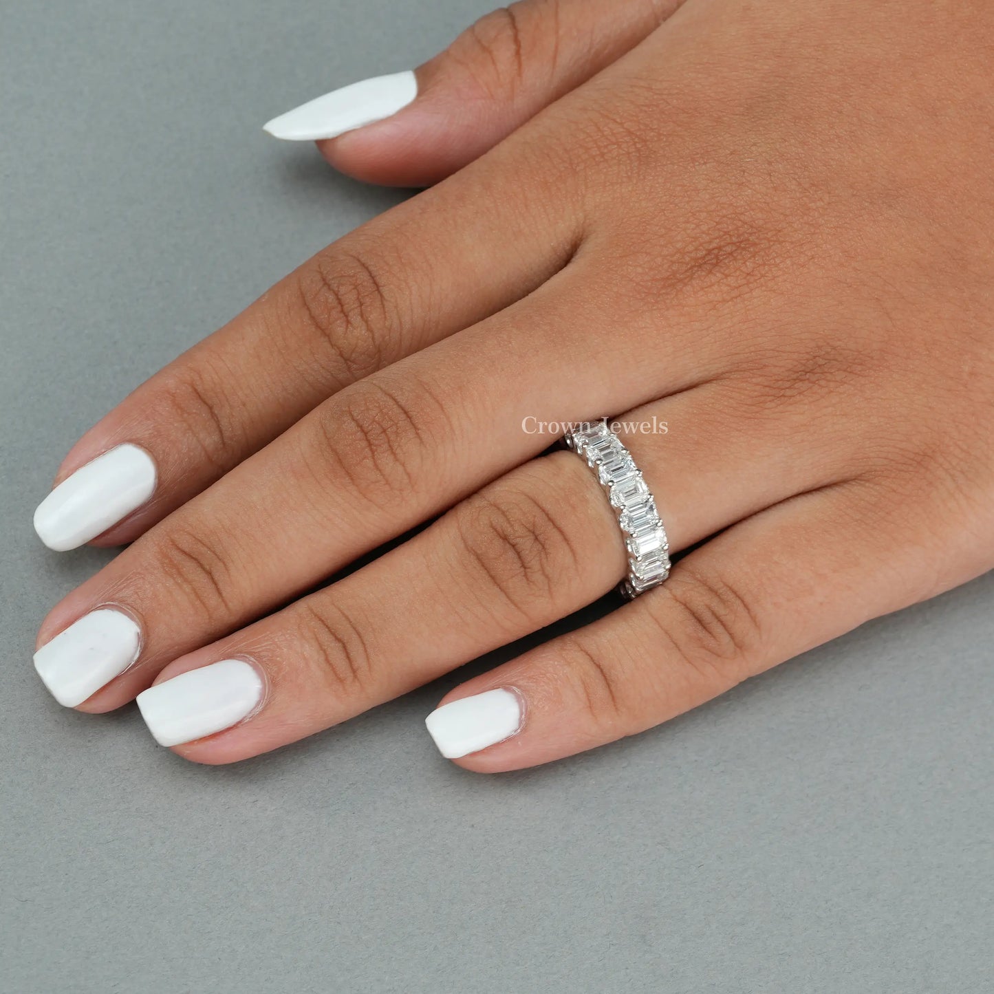 Emerald Diamond Full Eternity Wedding Band