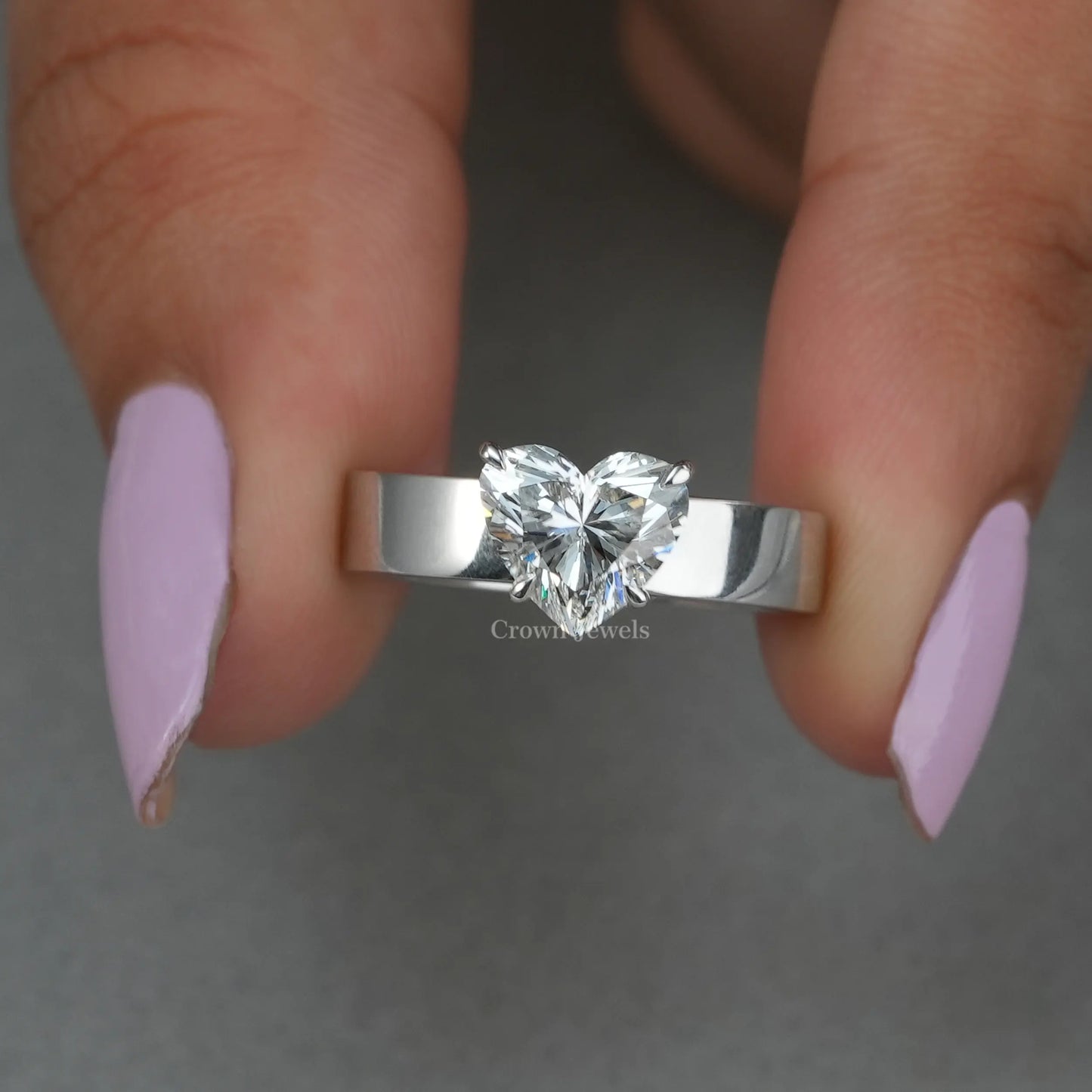 Heart Cut Hidden Halo Solitaire Diamond Ring