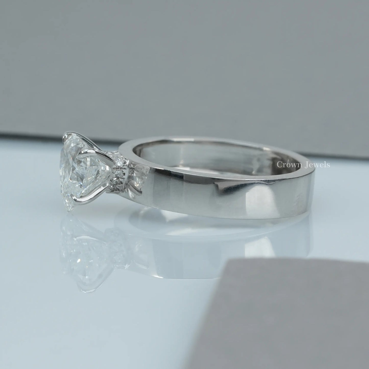 Heart Cut Hidden Halo Solitaire Diamond Ring