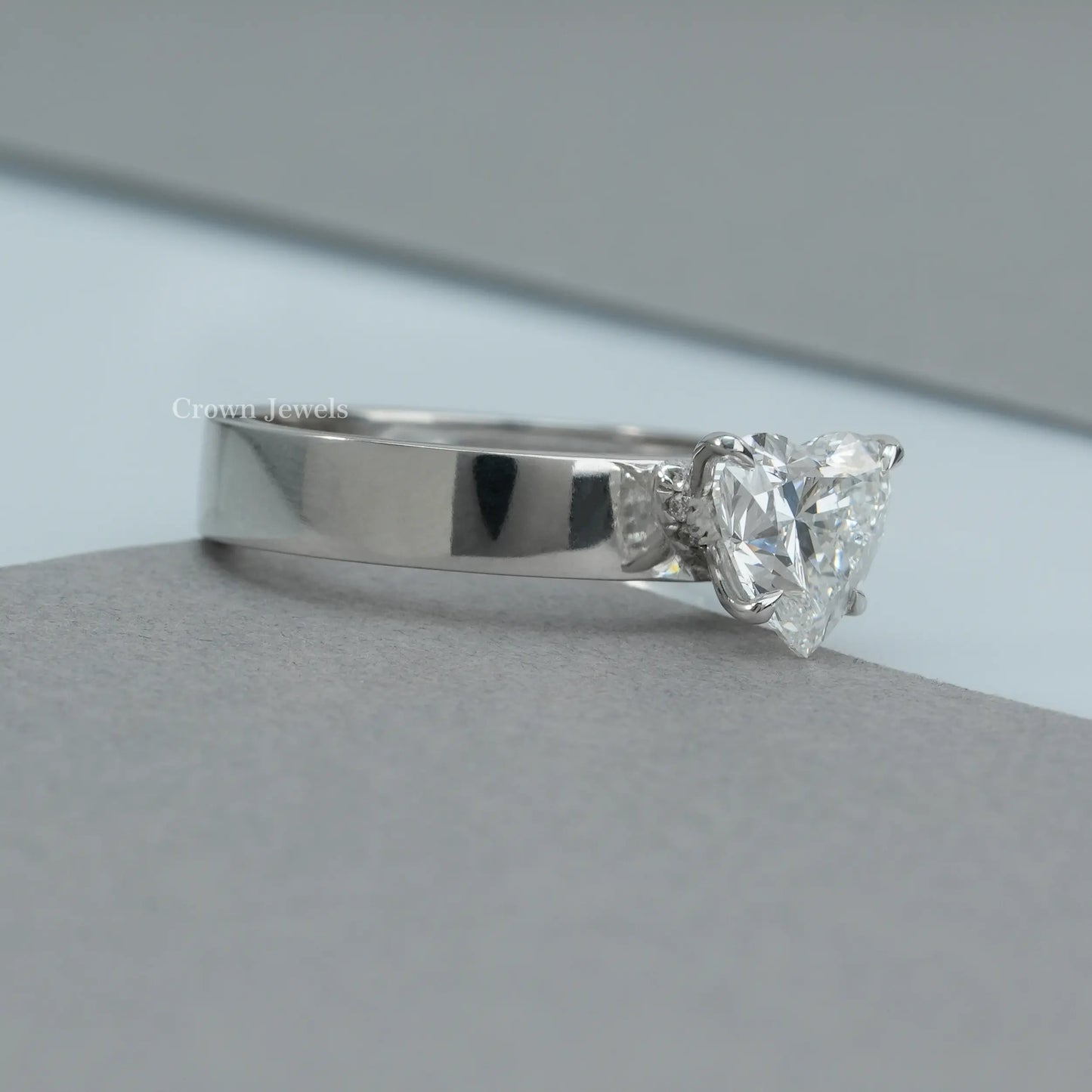 Heart Cut Hidden Halo Solitaire Diamond Ring