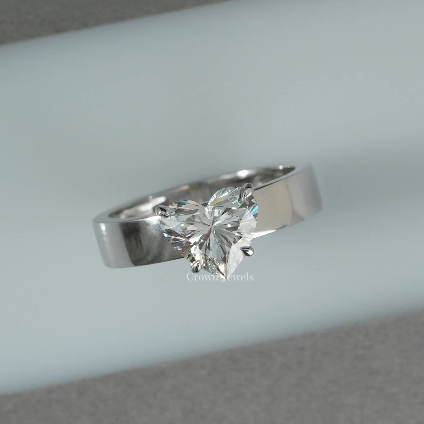 Heart Cut Hidden Halo Solitaire Diamond Ring