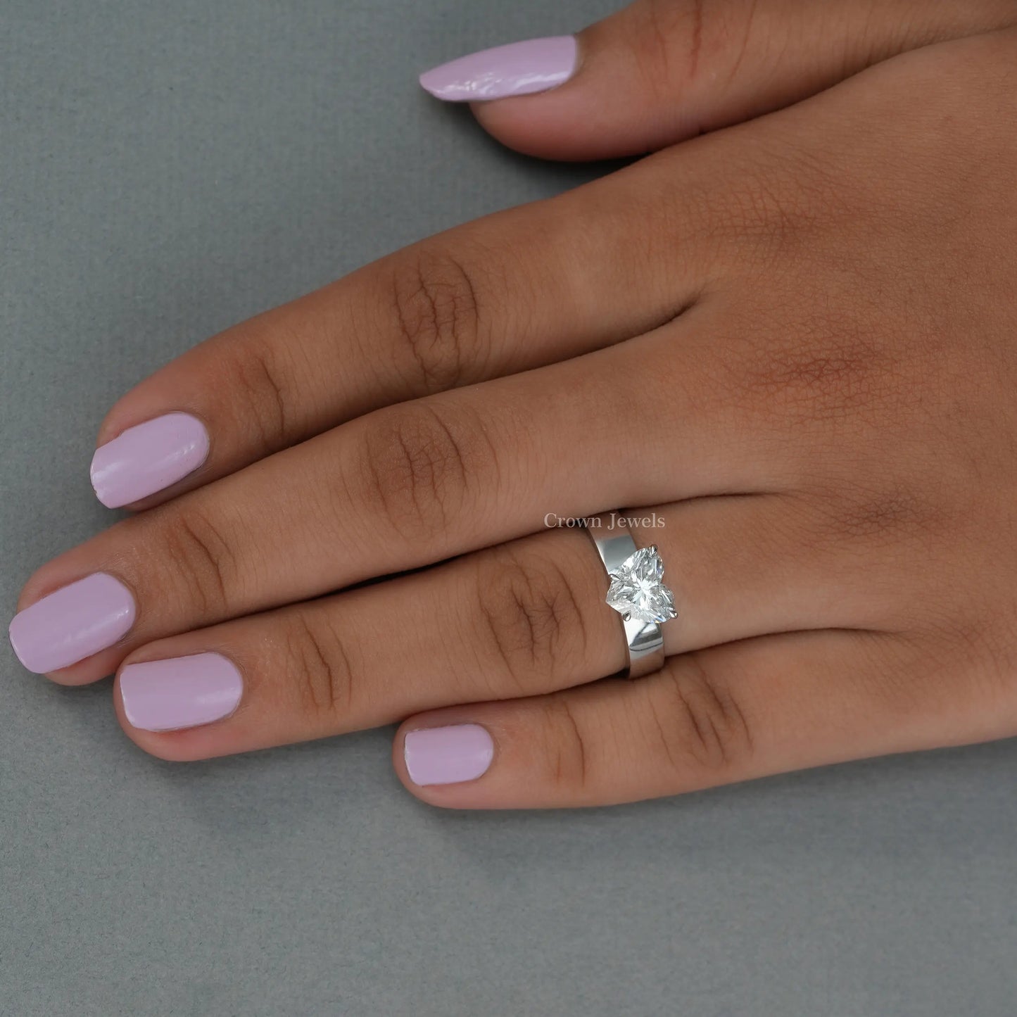 Heart Cut Hidden Halo Solitaire Diamond Ring