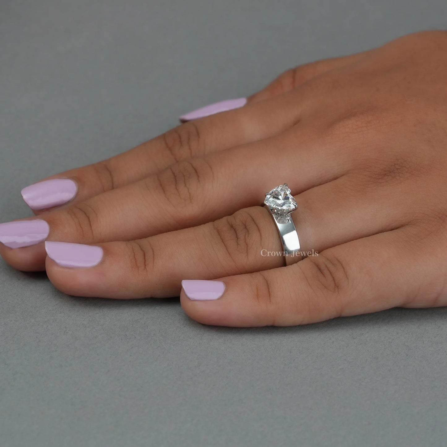 Heart Cut Hidden Halo Solitaire Diamond Ring