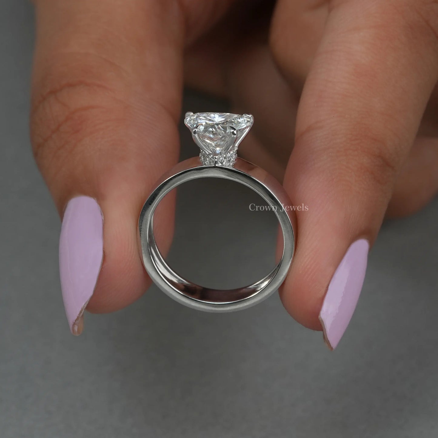 Heart Cut Hidden Halo Solitaire Diamond Ring