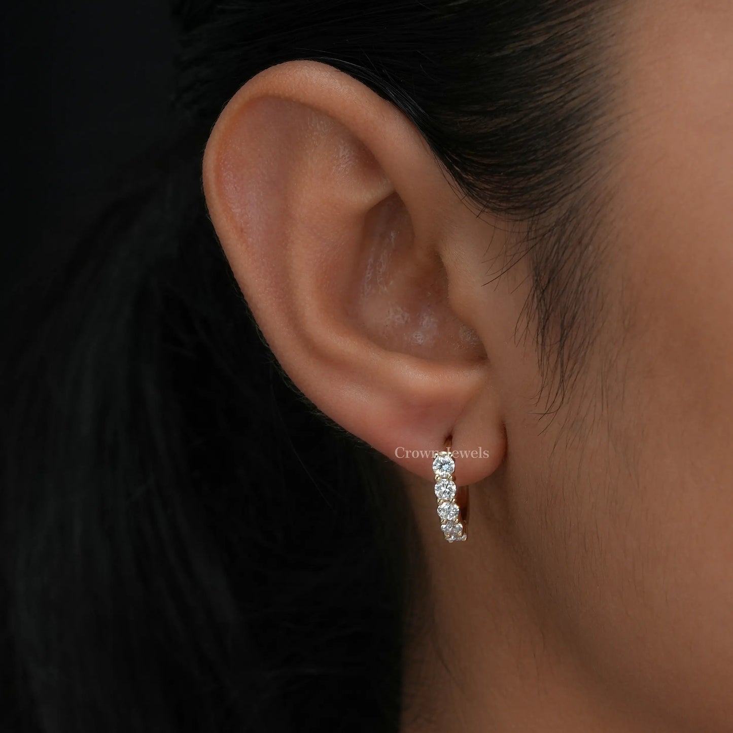 Round Diamond Hoop Earrings