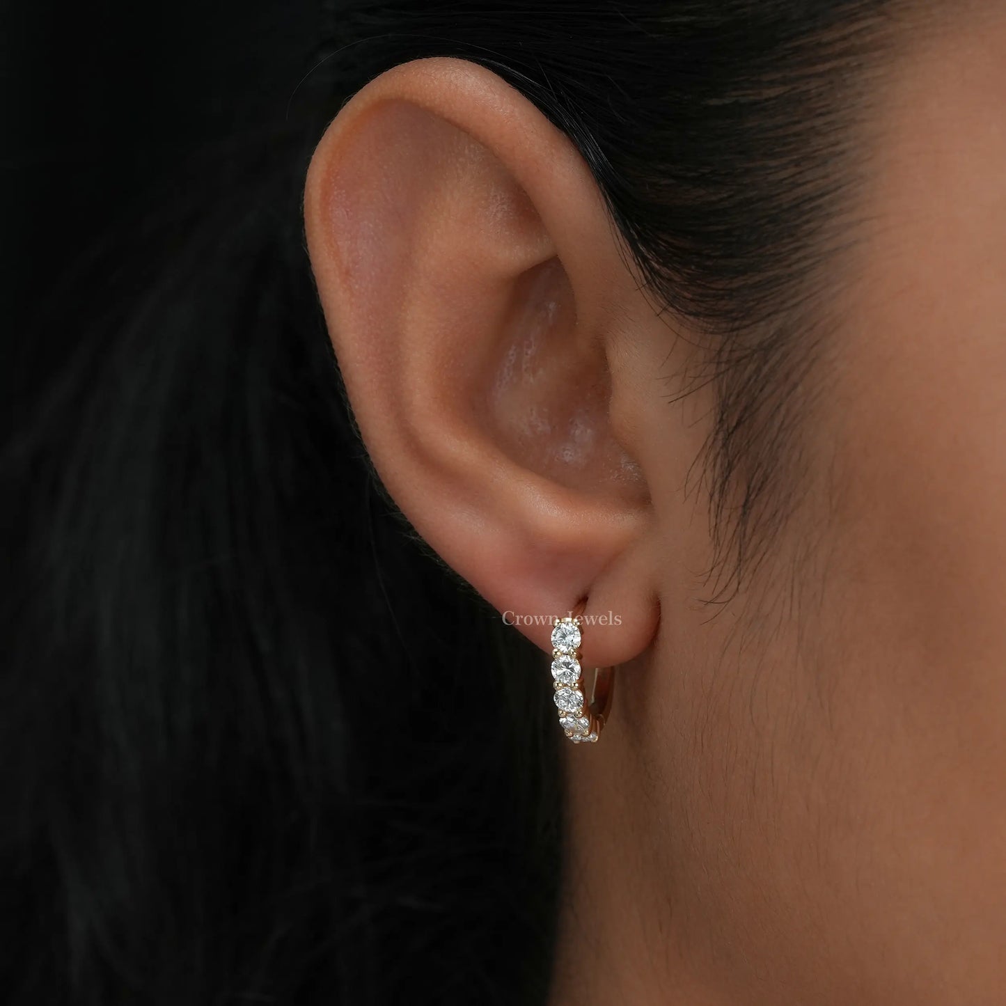 Round Diamond Hoop Earrings