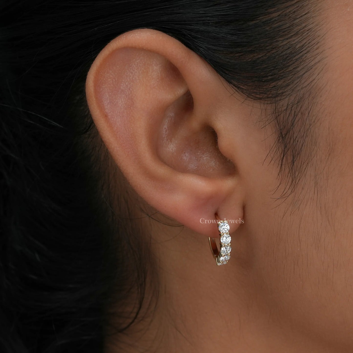 Round Diamond Hoop Earrings