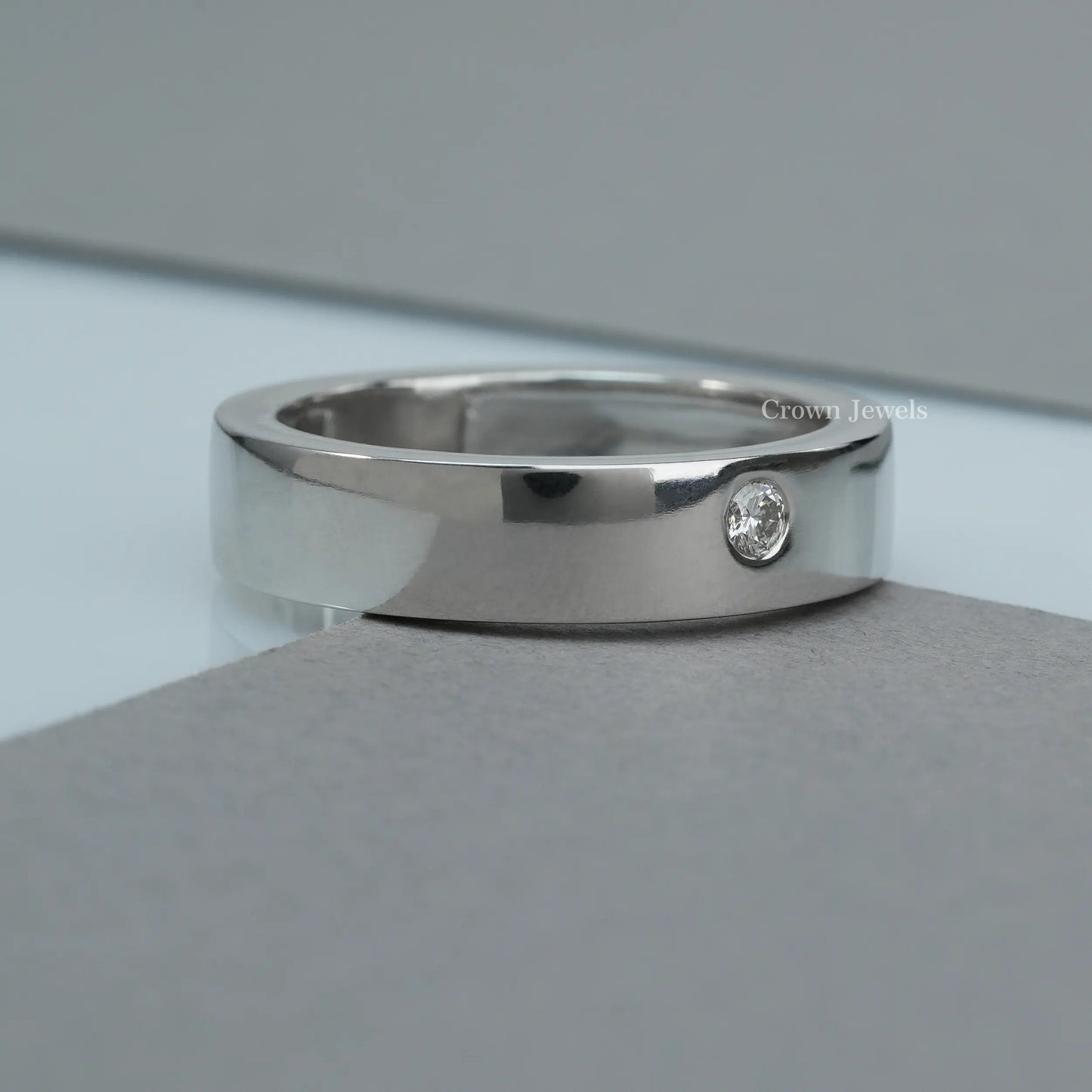 Single Diamond Solitaire Wedding Band For Men