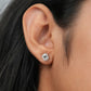 Emerald Cut Halo Stud  Earrings