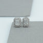 Emerald Cut Halo Stud  Earrings