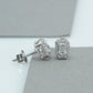 Emerald Cut Halo Stud  Earrings